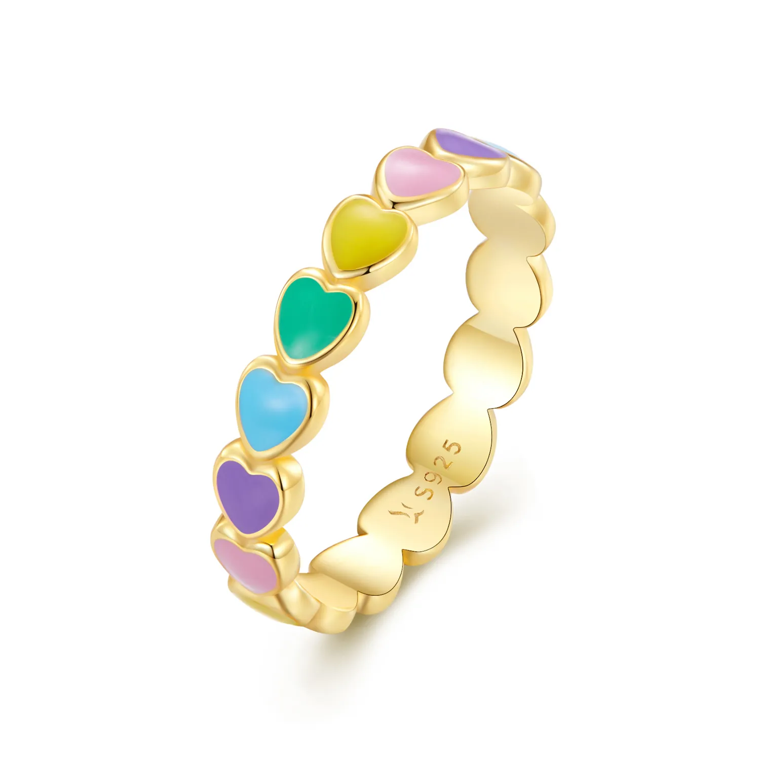 pandora style rainbow heart ring scr444 b