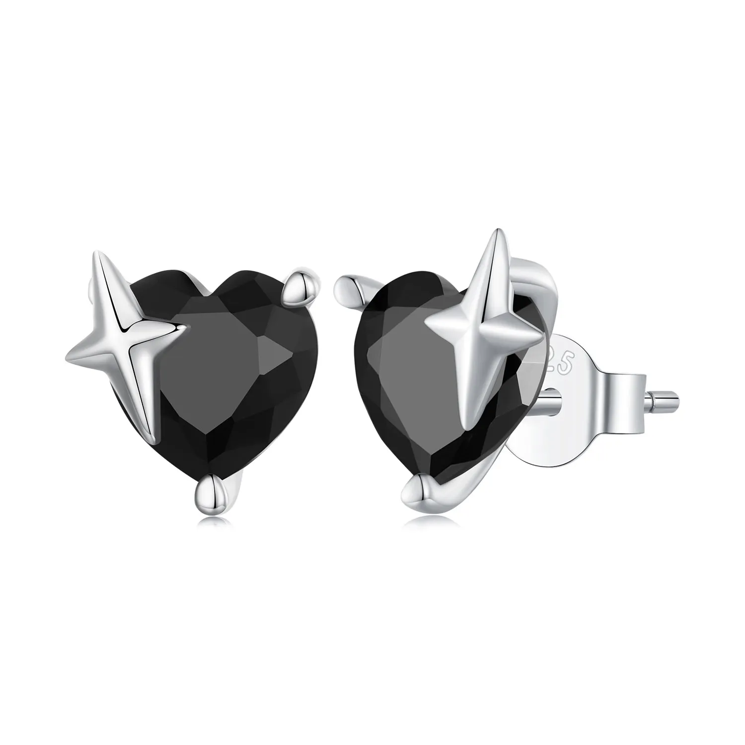 pandora style retro heart studs øredobber sce1654