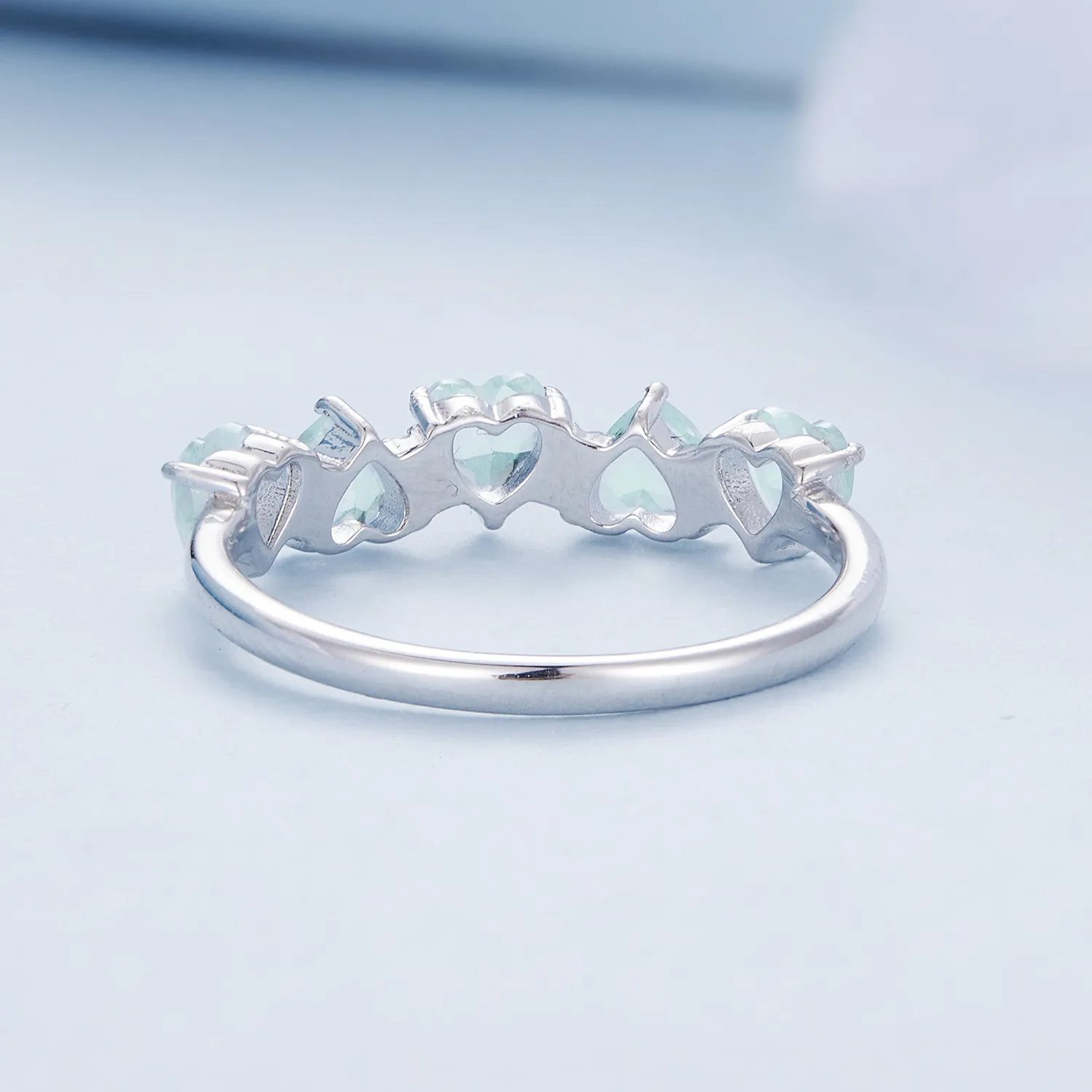 Pandora Style Sea Blue Heart Ring - BSR406