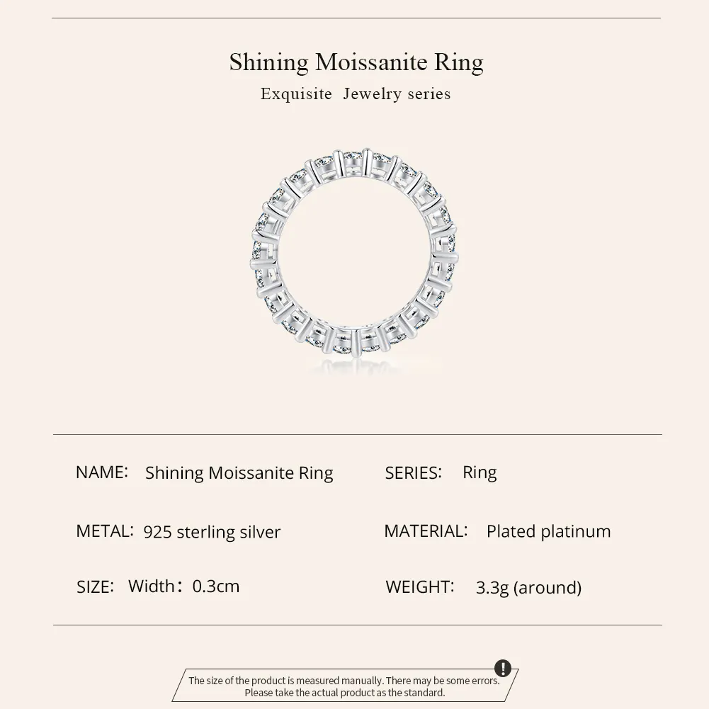 Pandora Style Shining Moissanite Ring (ett sertifikat) - MSR020