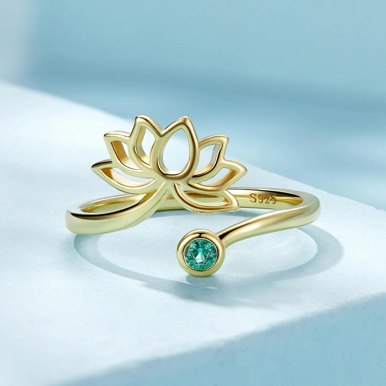 Pandora Style Simple Lotus Open Ring - SCR821-B