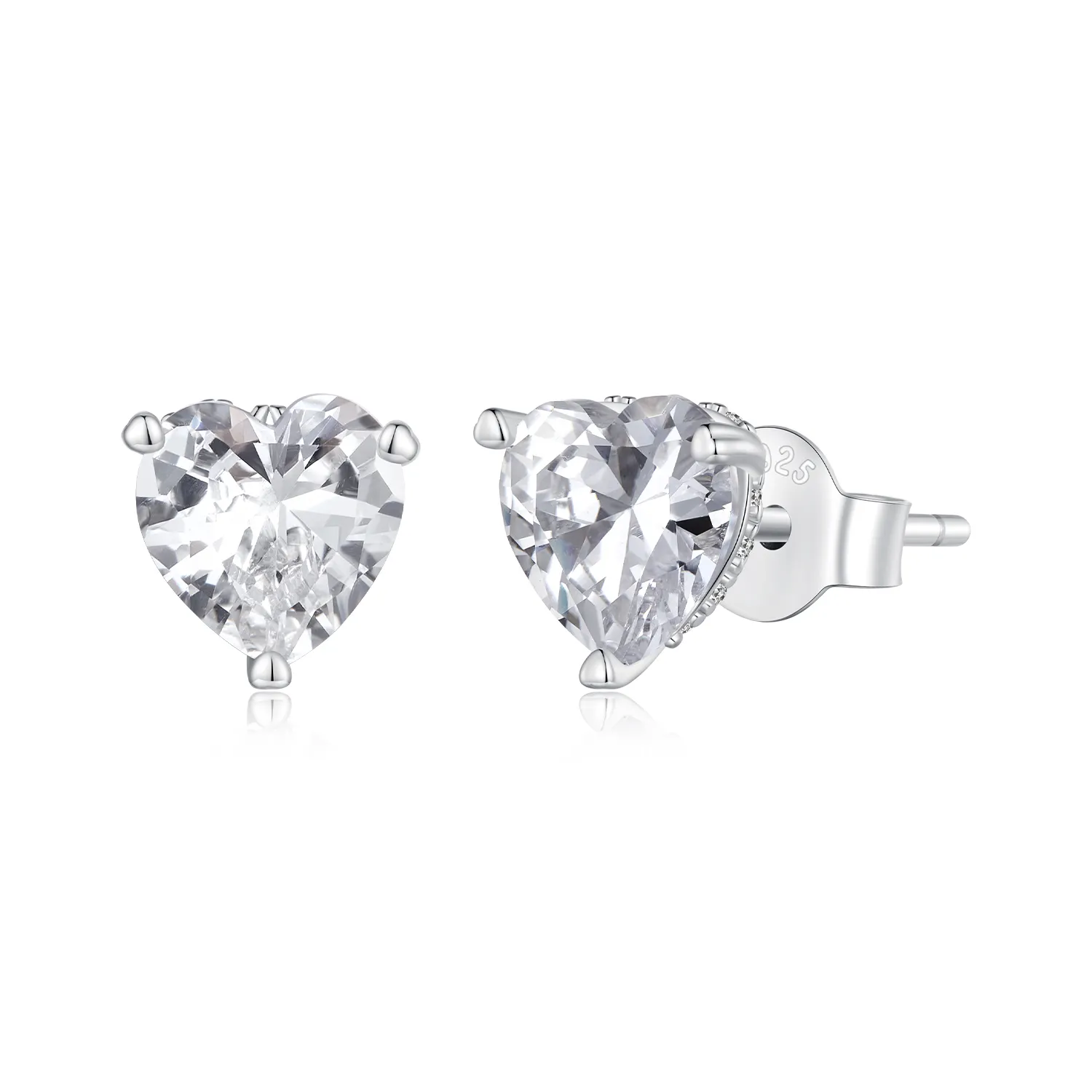 pandora style sparkling heart studs øredobber bse853