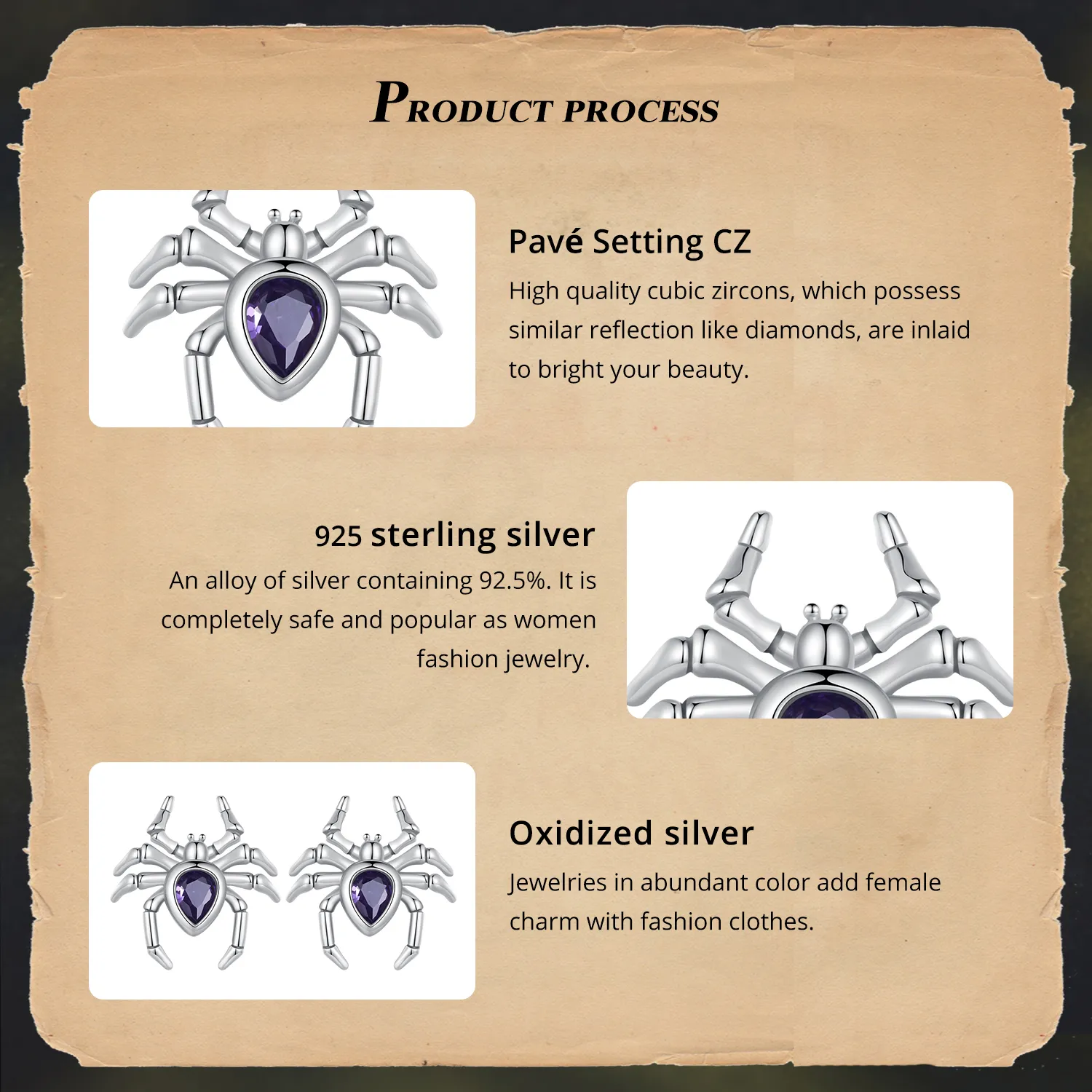 Pandora Style Spider Studs øredobber - BSE891