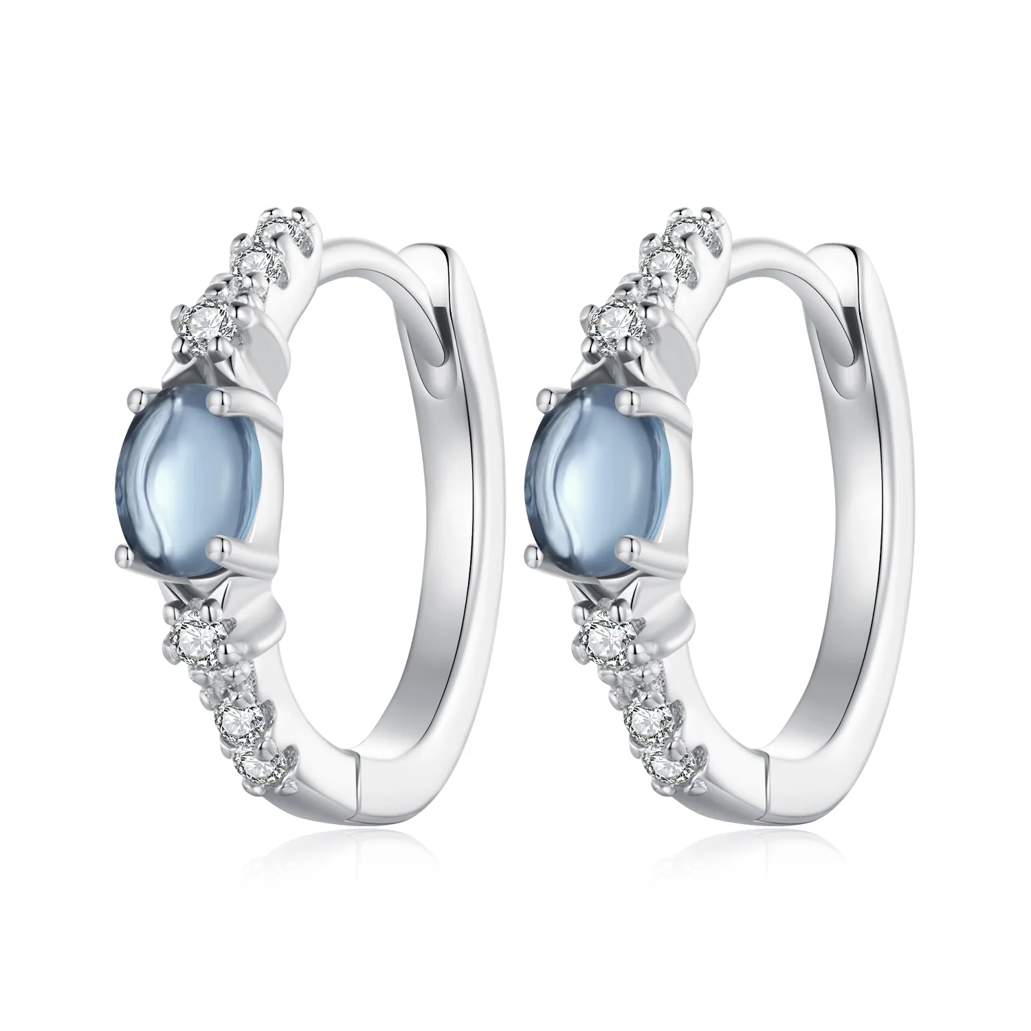 Pandora Style Star Blue Glass Hoop øredobber - BSE859