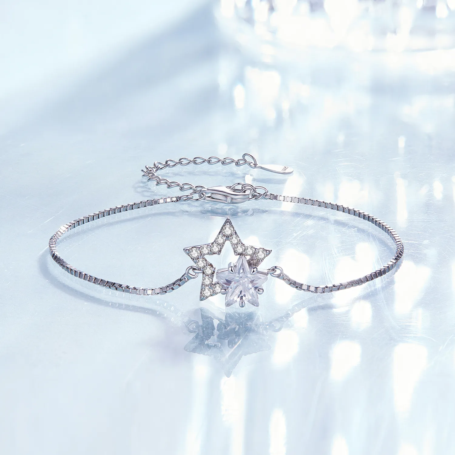 Pandora Style Star Chain Armbånd - BSB143