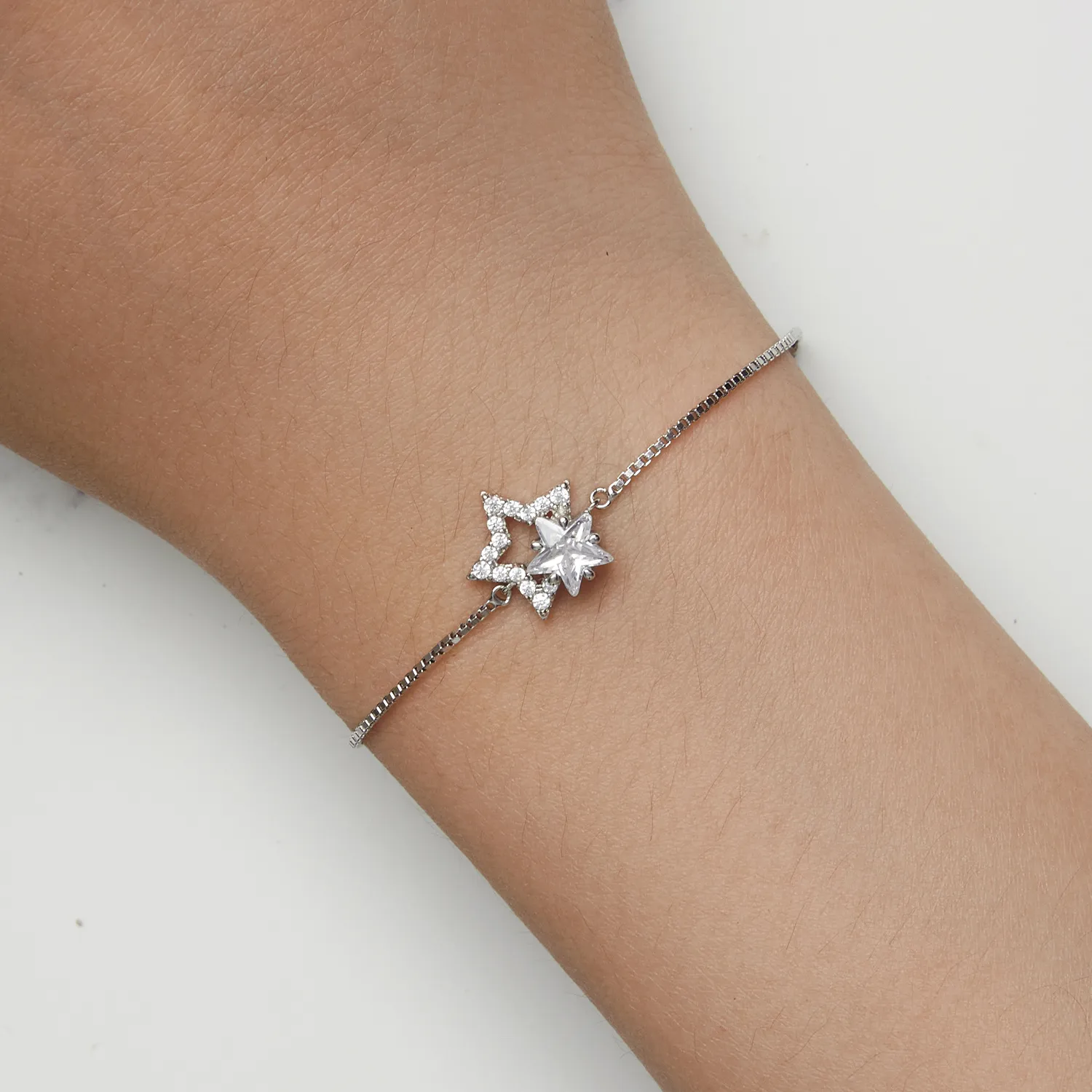 Pandora Style Star Chain Armbånd - BSB143