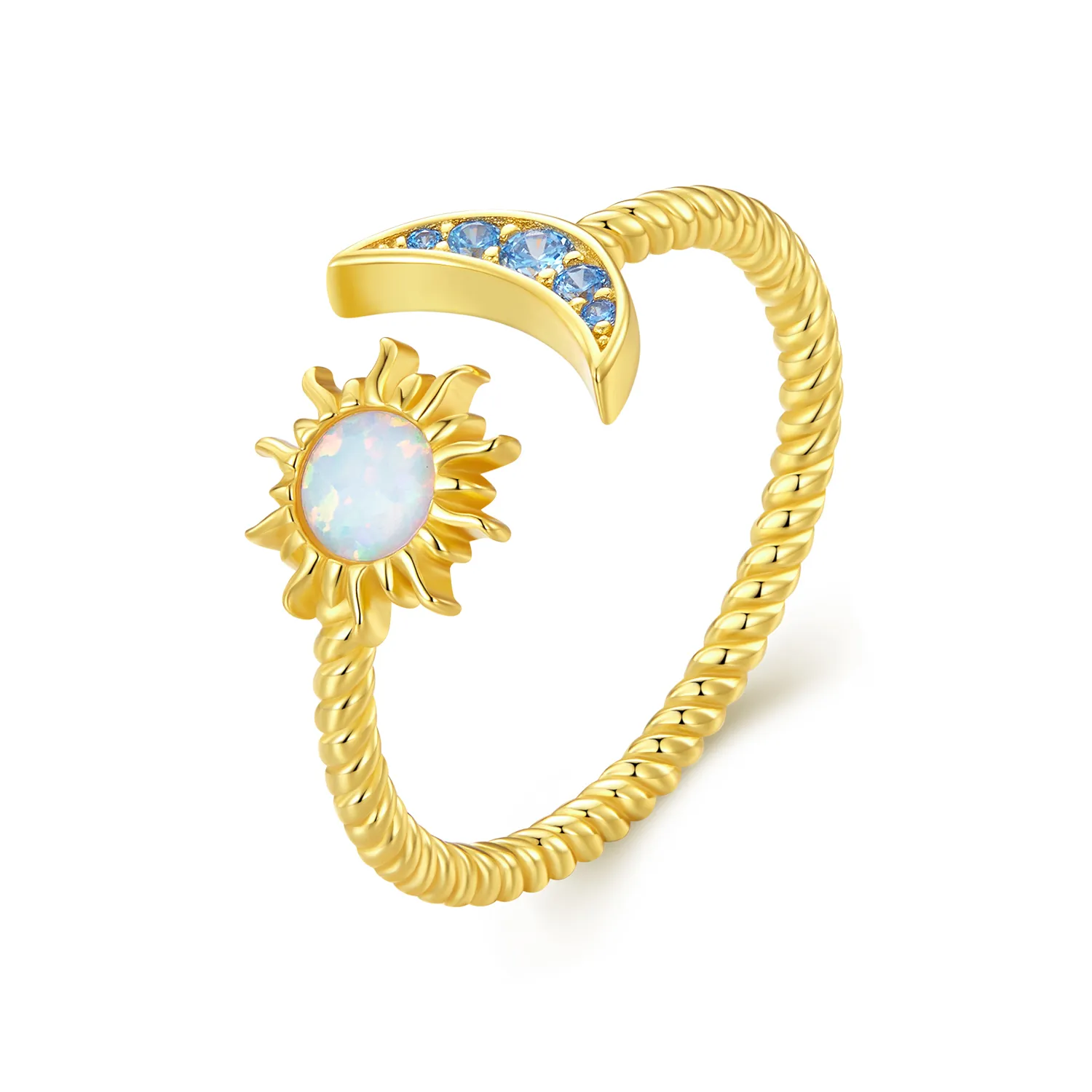 pandora style sun moon and stars åpen ring scr796 b