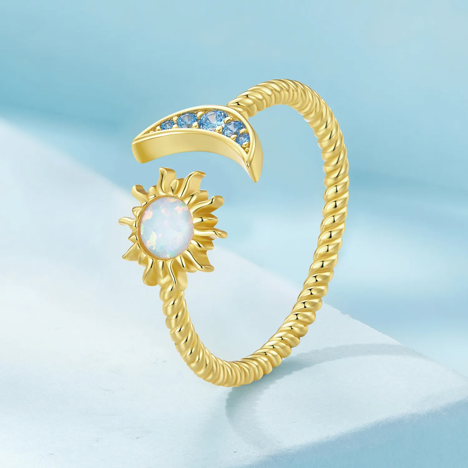 Pandora Style Sun, Moon and Stars åpen ring - SCR796-B