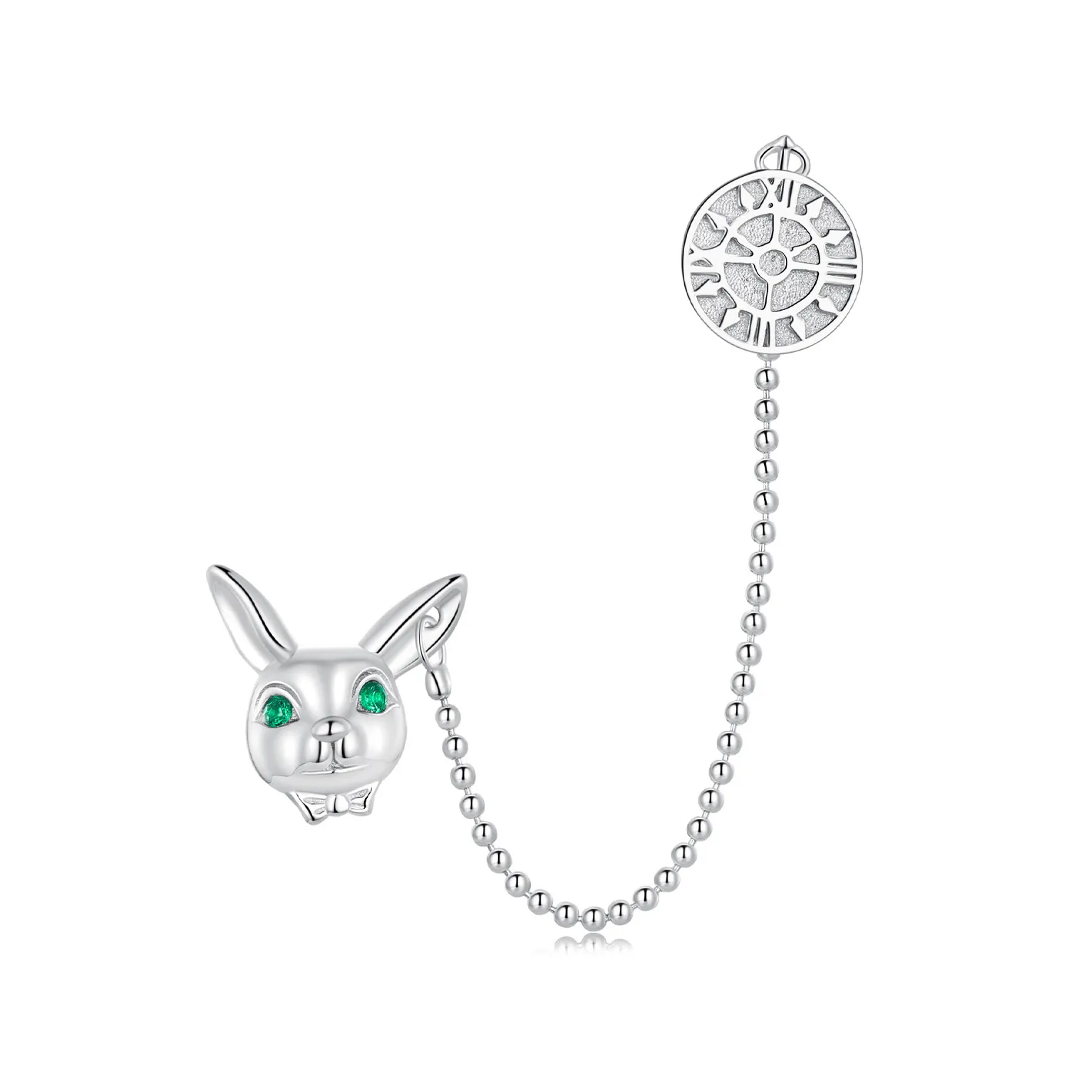 Pandora Style White Rabbit Clock Studs øredobber - SCE1617