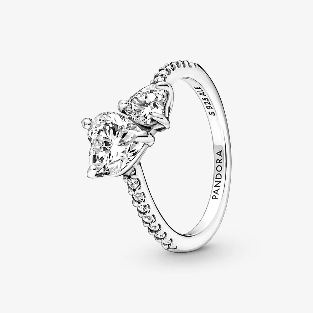 Pandora Double Heart Sparkling Ring - 191198C01