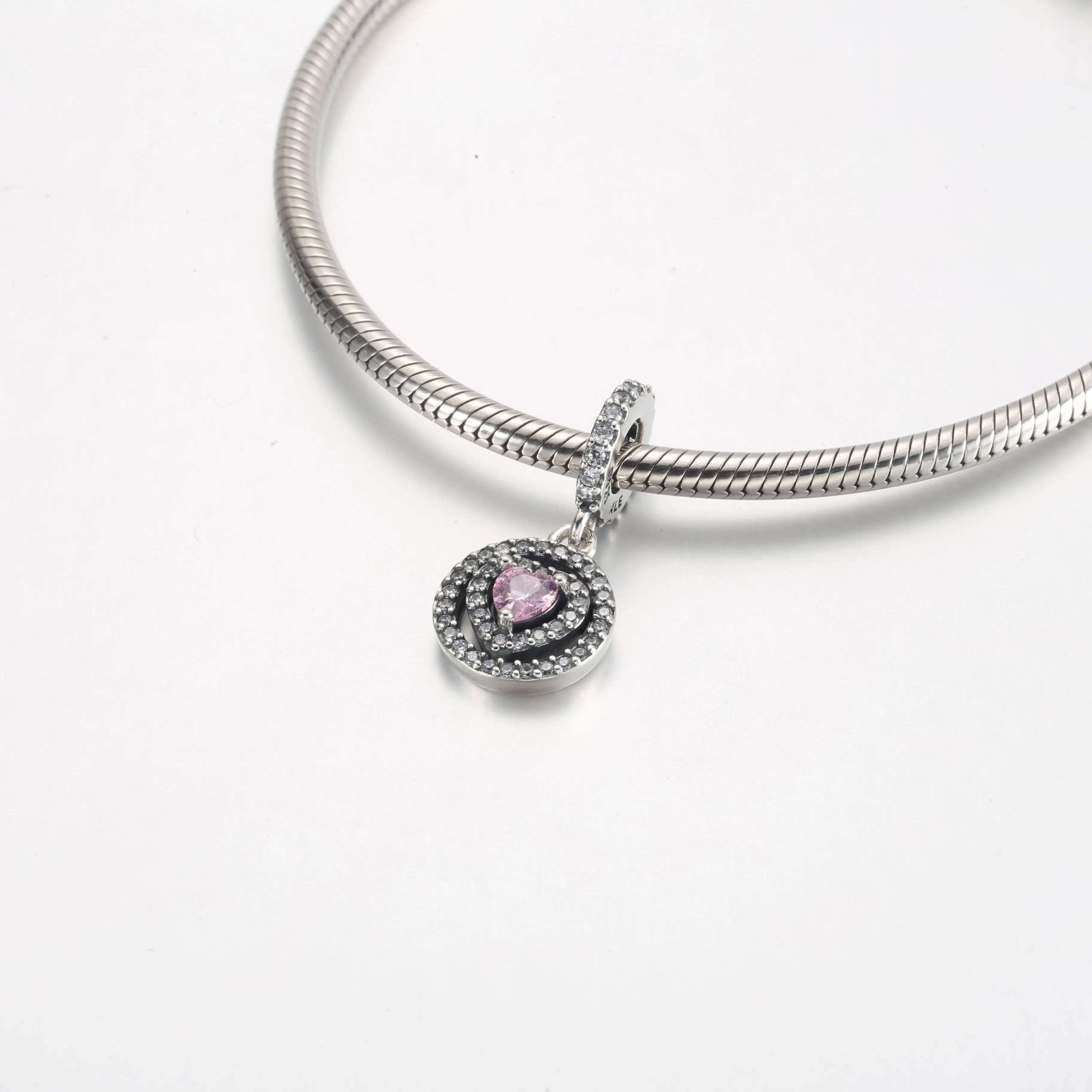 Pandora Funklende Dobbel Halo Hjerte Hengende Charm - 791476C01