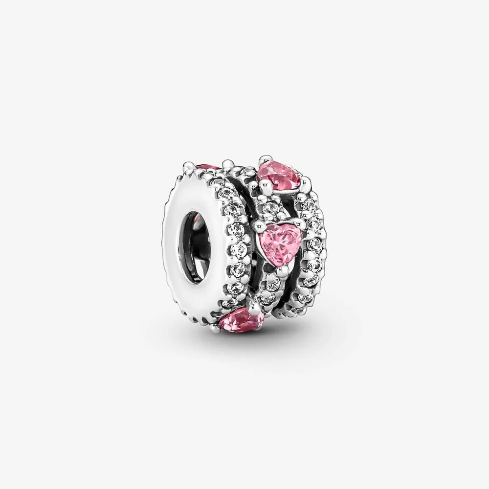 pandora funklende trippel halo hjerter charm 791161c01