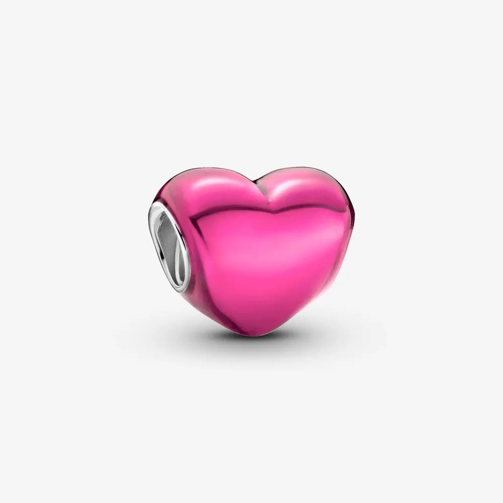 pandora metallisk rosa hjerte charm 799291c03