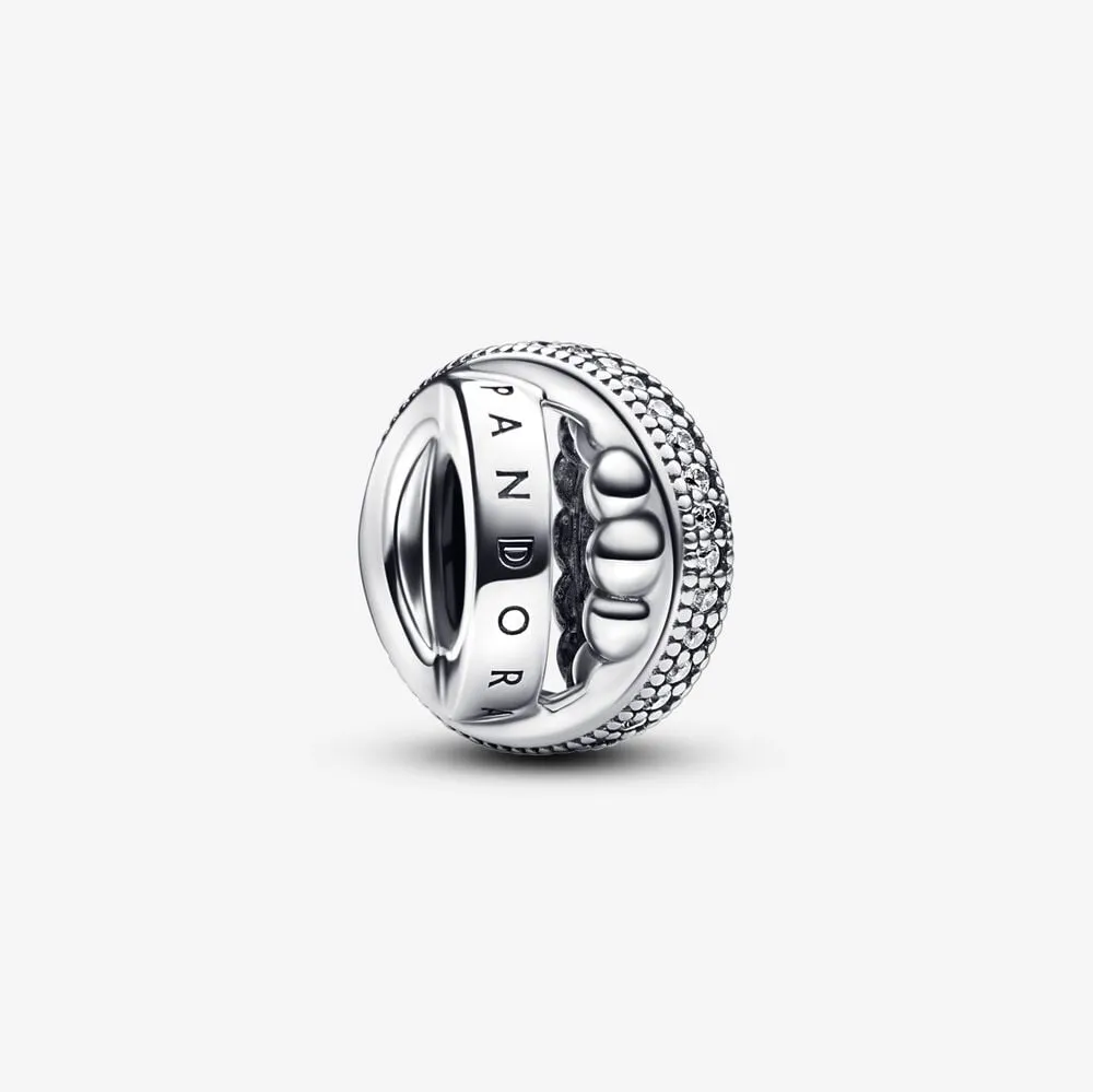 Pandora Moments Logo Pavé og Sølvkuler Charm - 792317C01