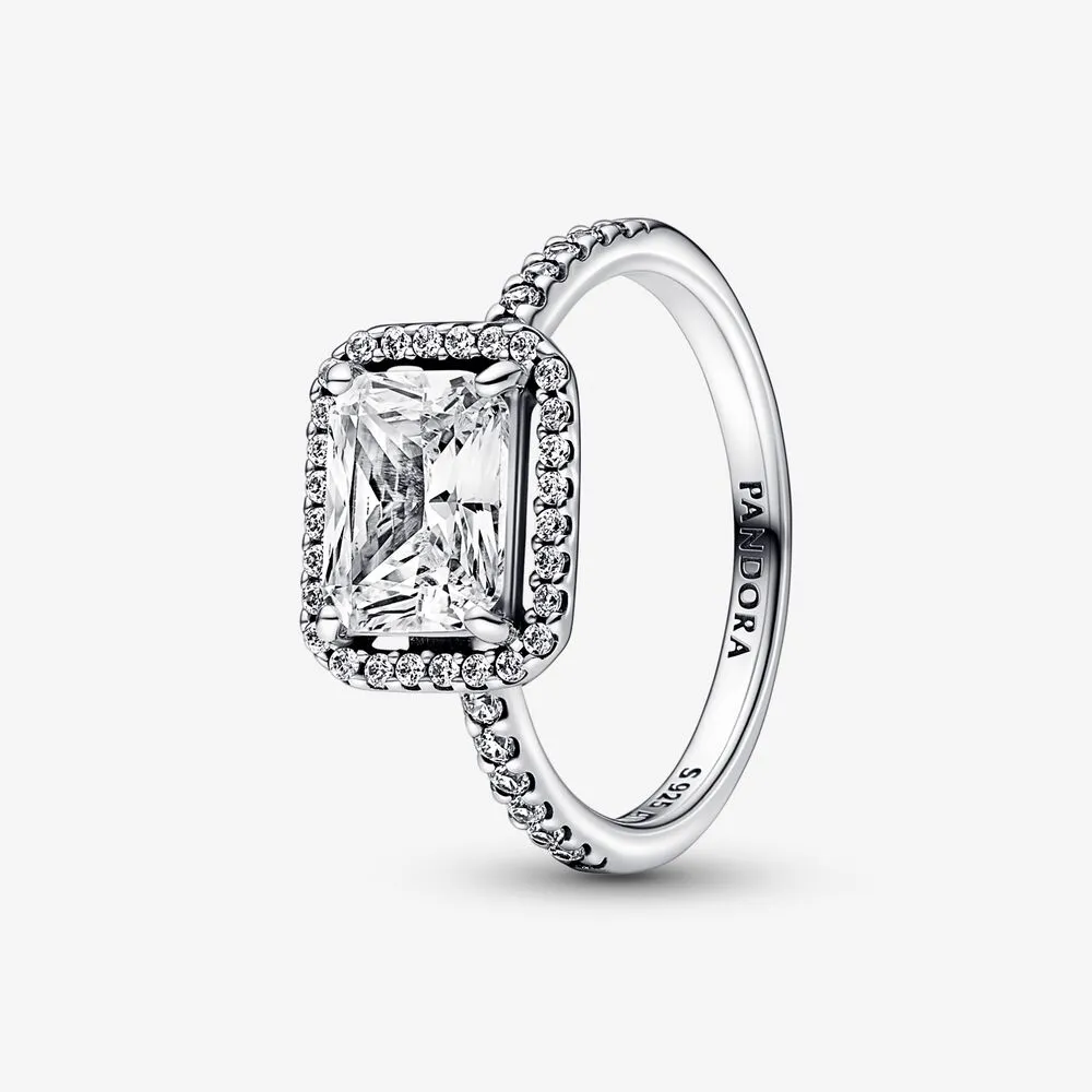 Pandora Rectangular Sparkling Halo Ring - 192391C01