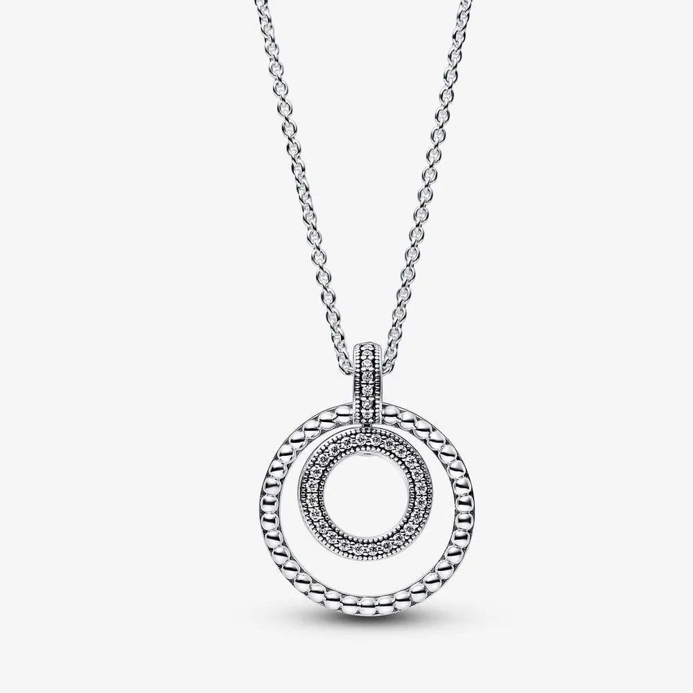 Pandora Signature Pavé og Sølvkuler Anheng og Halskjede - 392308C01