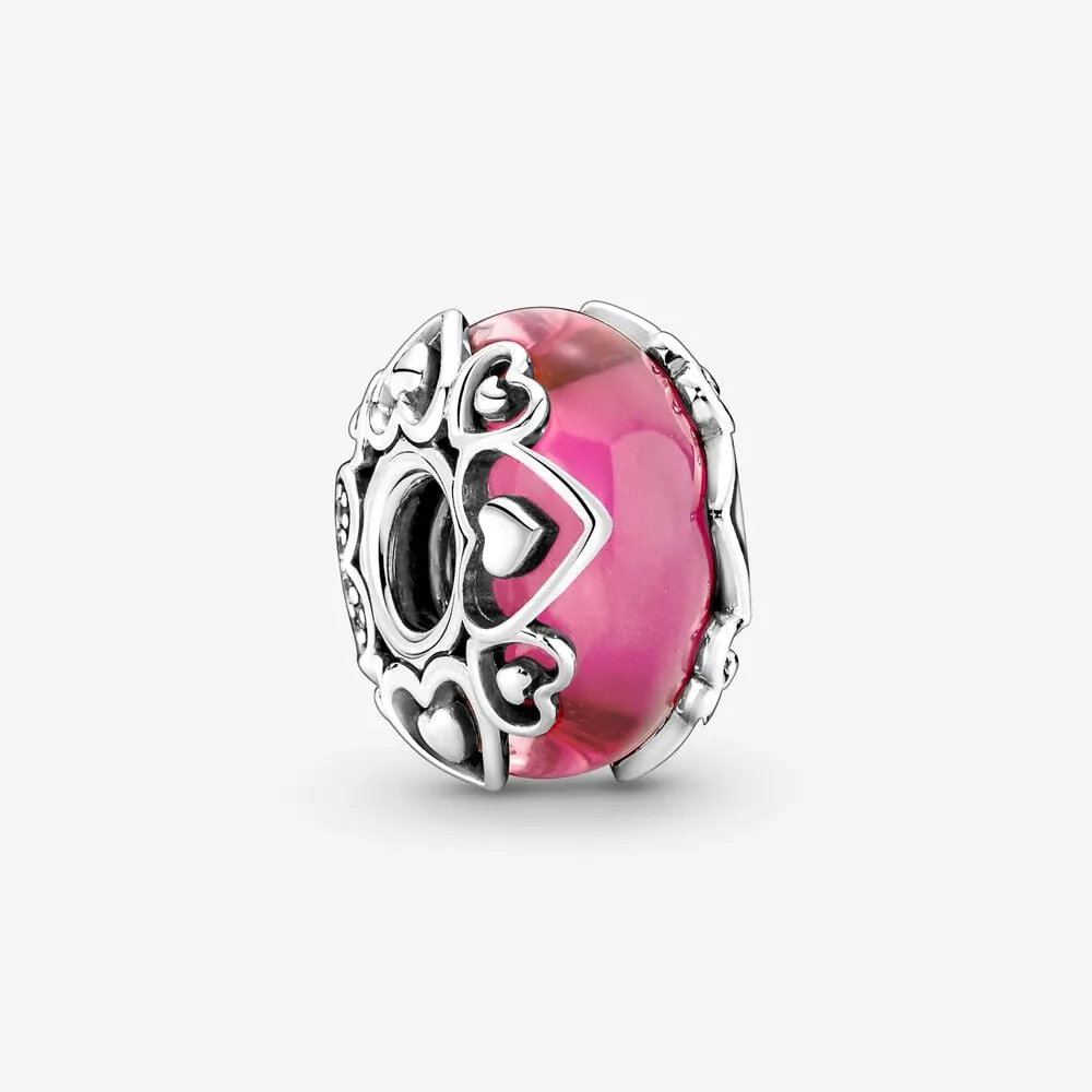 pandora vis din kjærlighet rosa muranoglass charm 791159c00