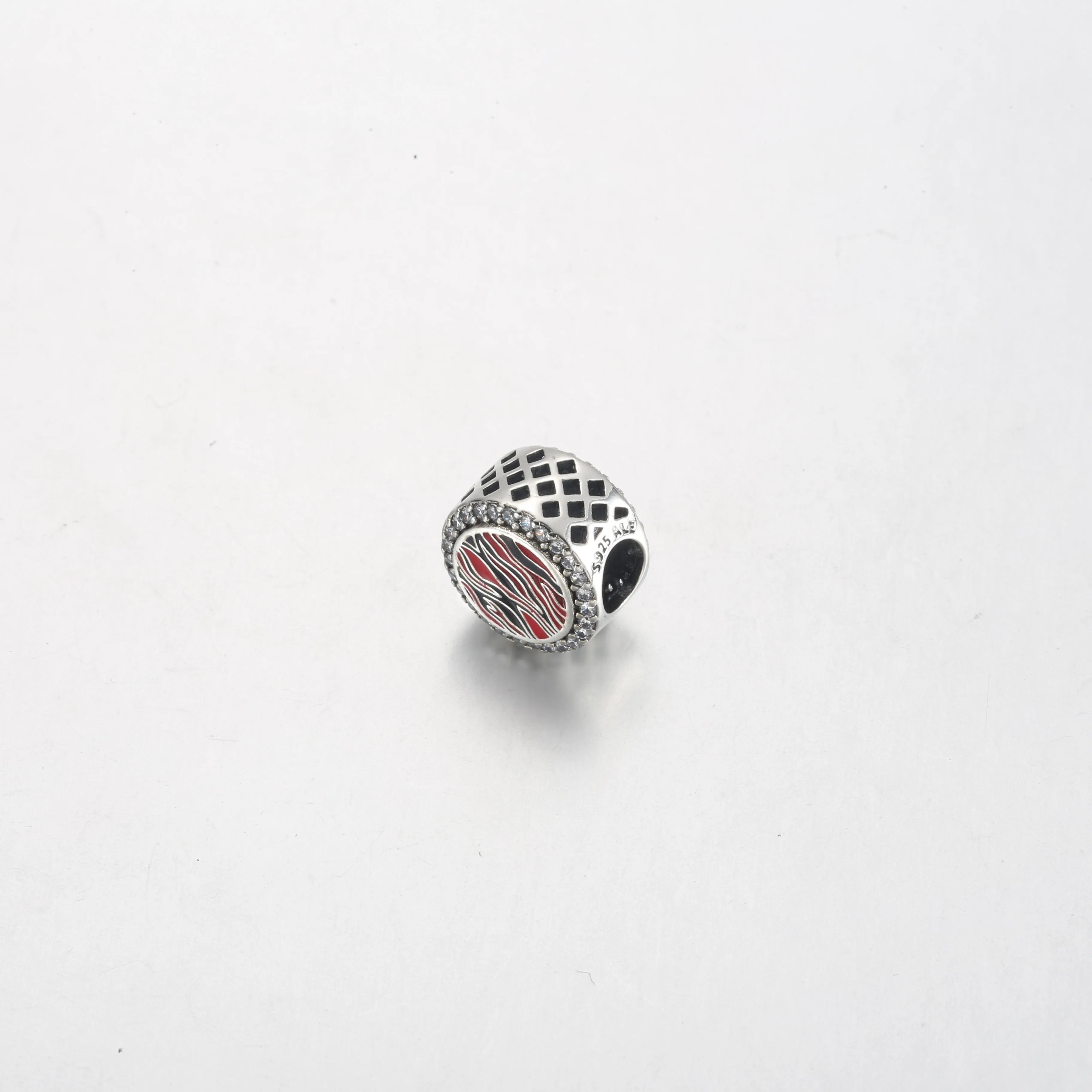 Pandora Zebra print sterling silver charm with clear cubic zirconia, pink and black enamel - 792016CZ_E026