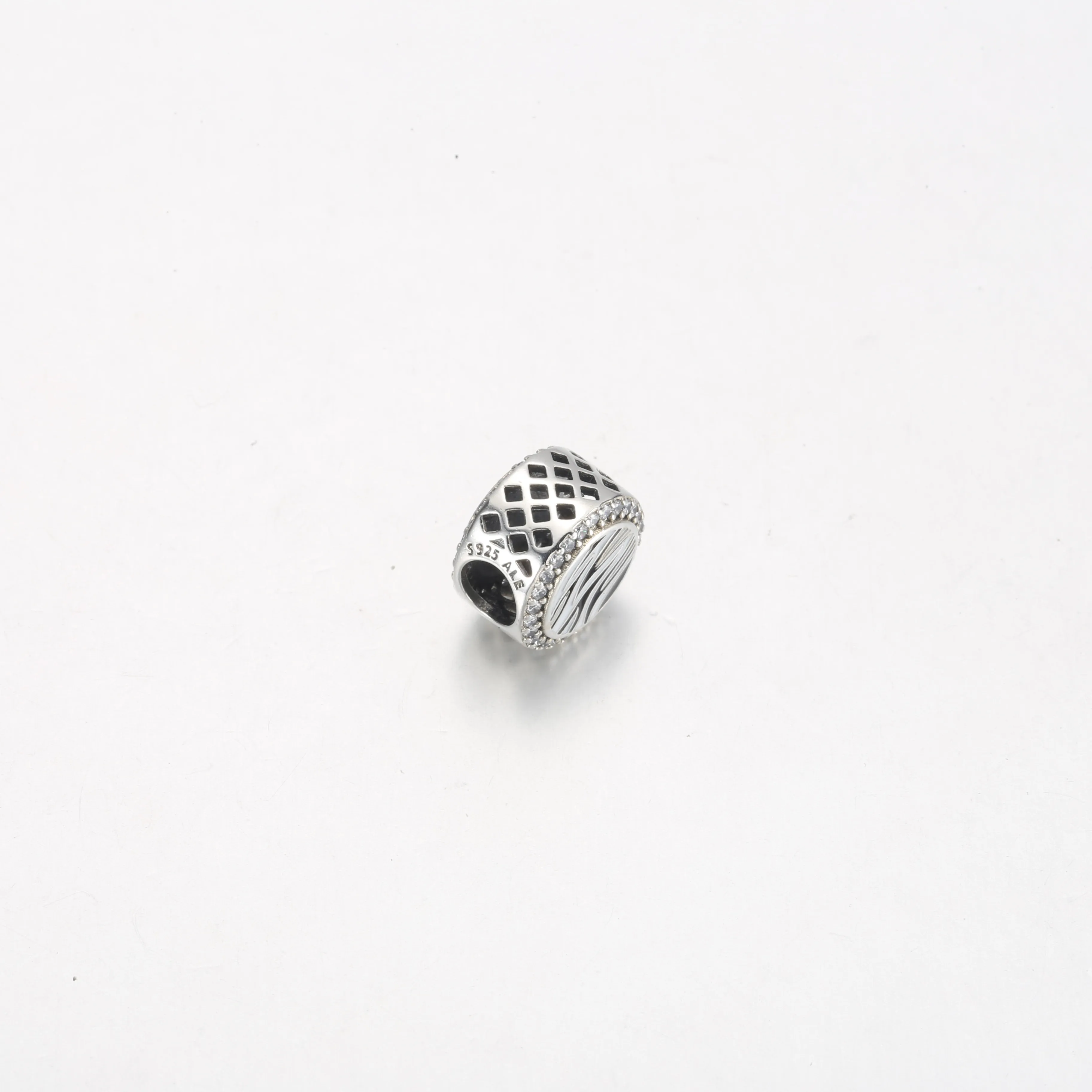 Pandora Zebra print sterling silver charm with clear cubic zirconia, white and black enamel - 792016CZ_E025