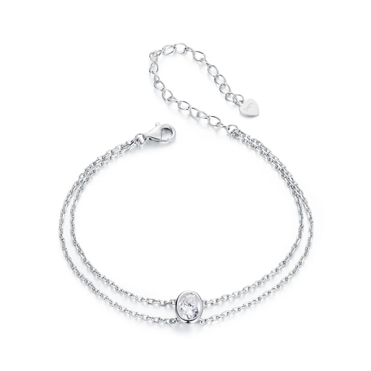 PANDORA Style 1 karat dobbeltlags moissanite armbånd (ett sertifikat) - MSB012