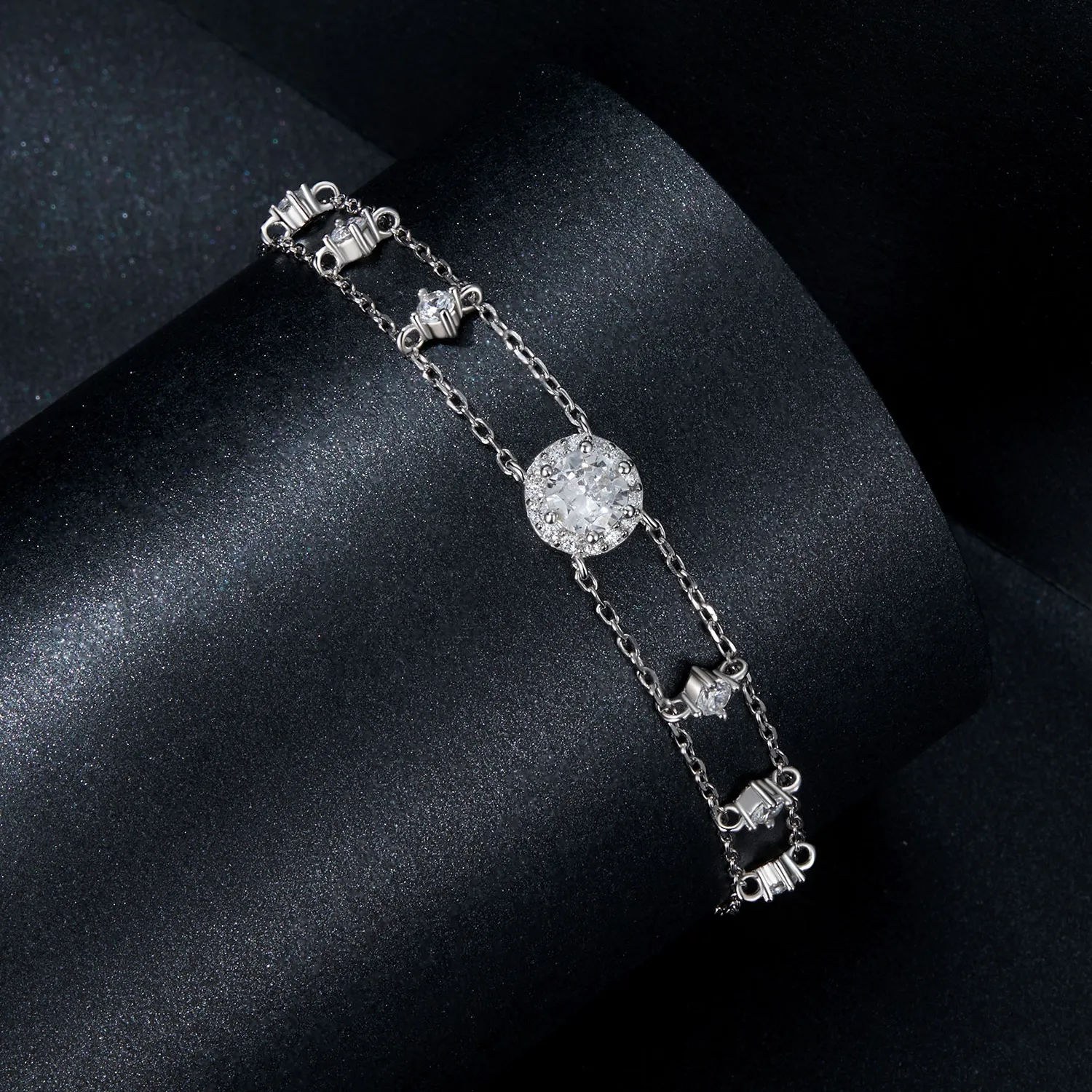 PANDORA Style Glitrende Dobbelt Moissanite-armbånd (ett sertifikat) - MSB013