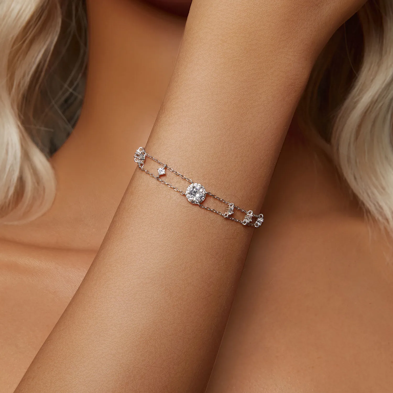 PANDORA Style Glitrende Dobbelt Moissanite-armbånd (ett sertifikat) - MSB013