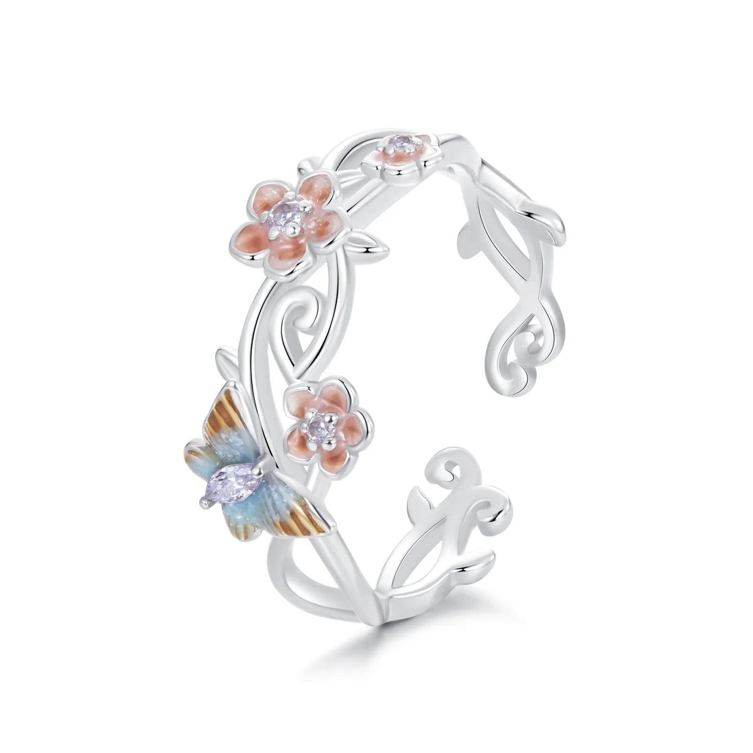 PANDORA Style Romantisk Sakura sommerfuglring - BSR538-E