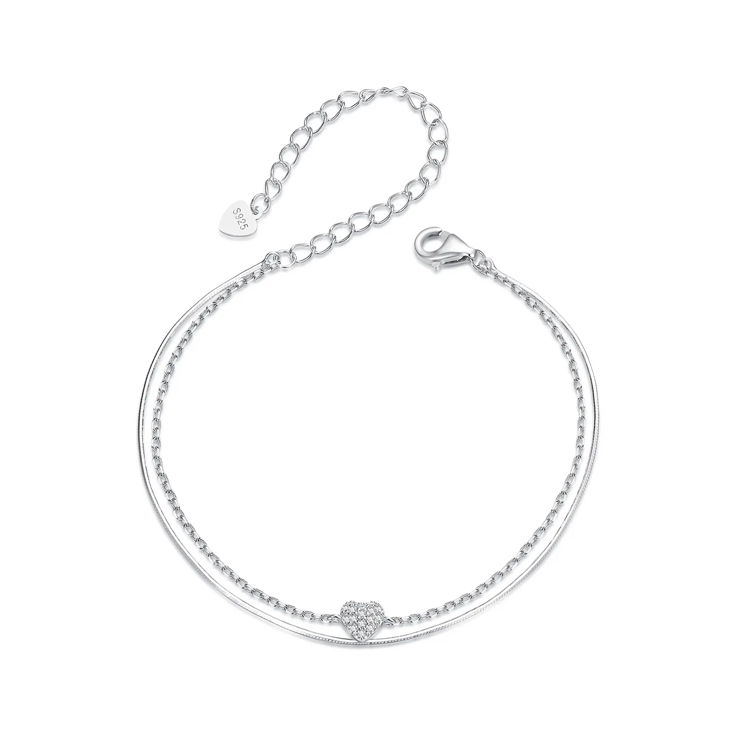 PANDORA Style Shining Heart dobbeltlags armbånd - BSB169