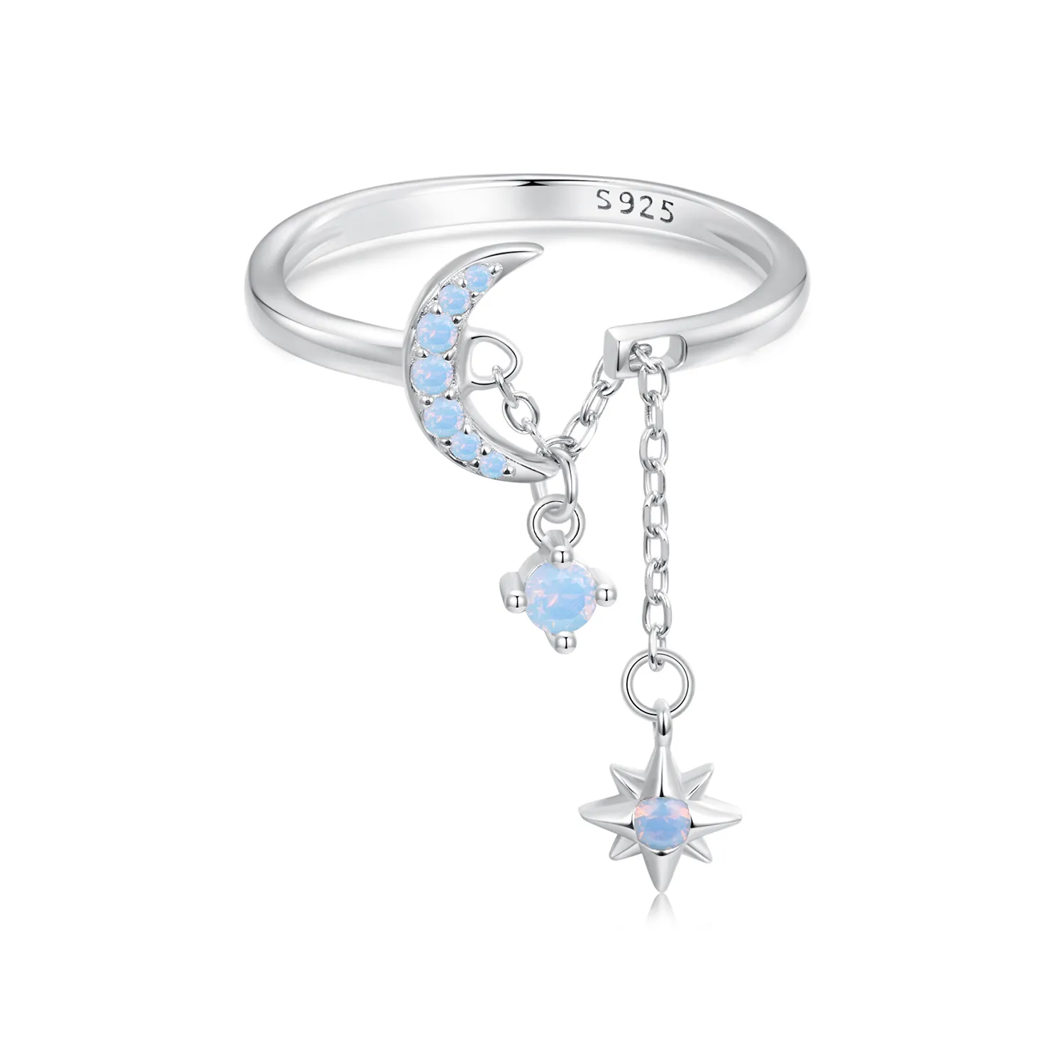 PANDORA Style Star And Moon Chain Ring - BSR548-E