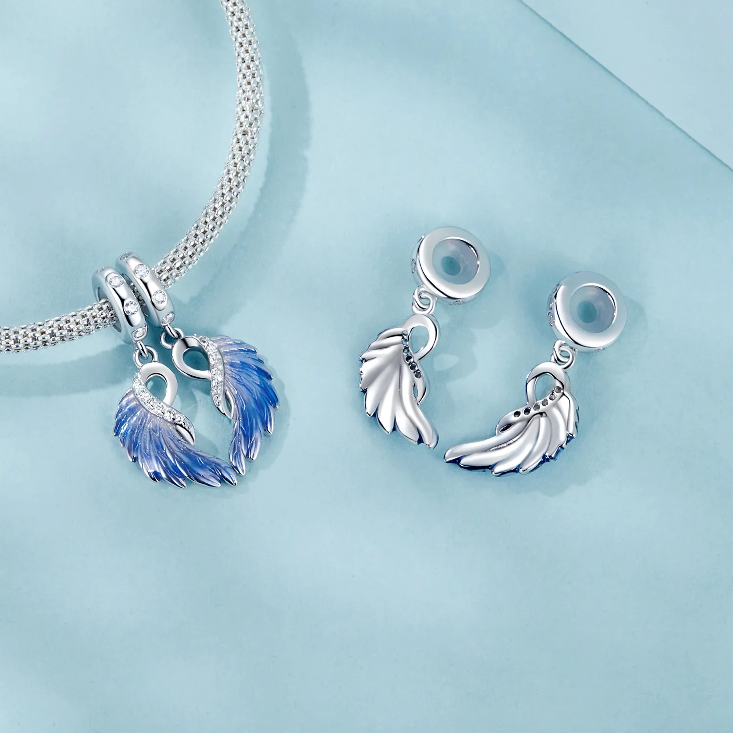 PANDORA Style Blue Wings Double Pendant - SCC2781