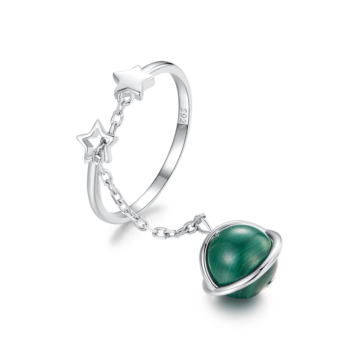 PANDORA Style Natural malachite open ring - SCR1034-E