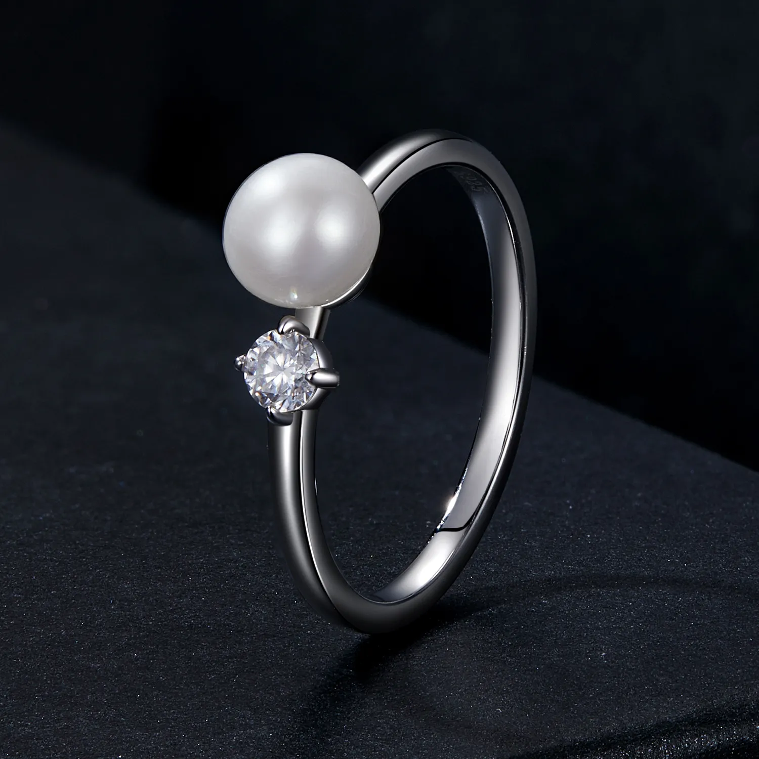 PANDORA Style Natural pearl moissanite ring (with one certificate) - MSR053