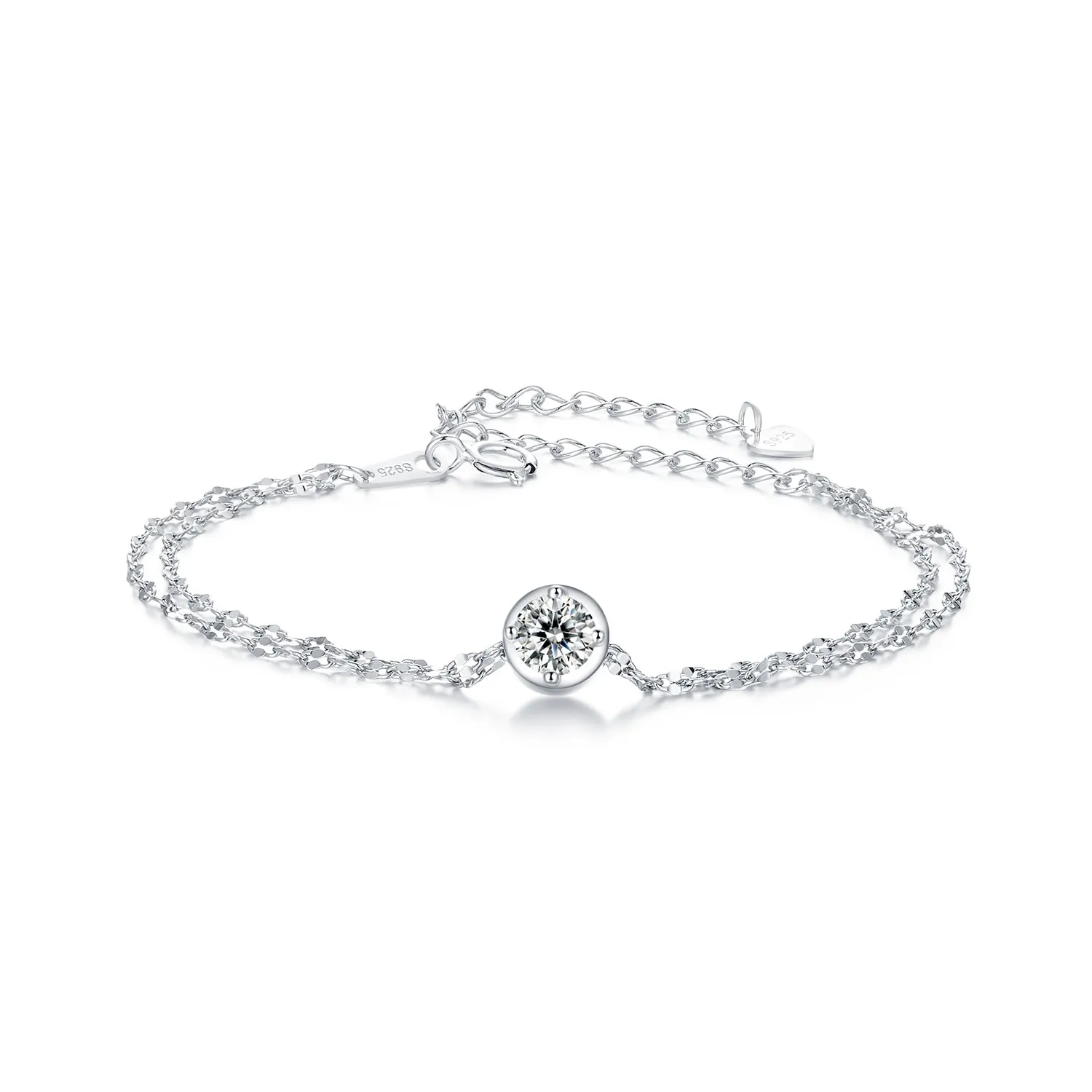 pandora style 05 karat moissanite armbånd med doble fliser med ett sertifikat msb020