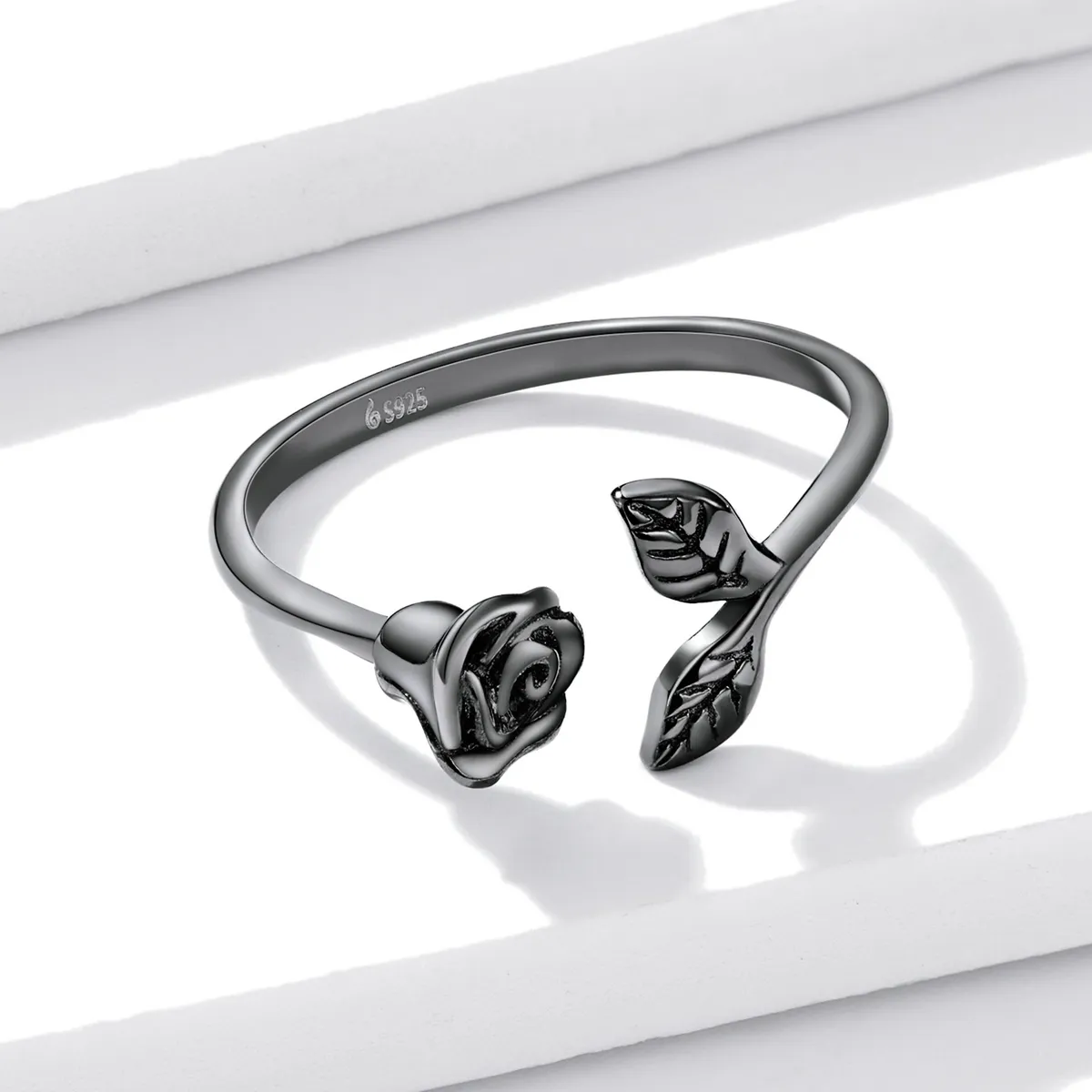 PANDORA Style Black Rose Open Ring - BSR239