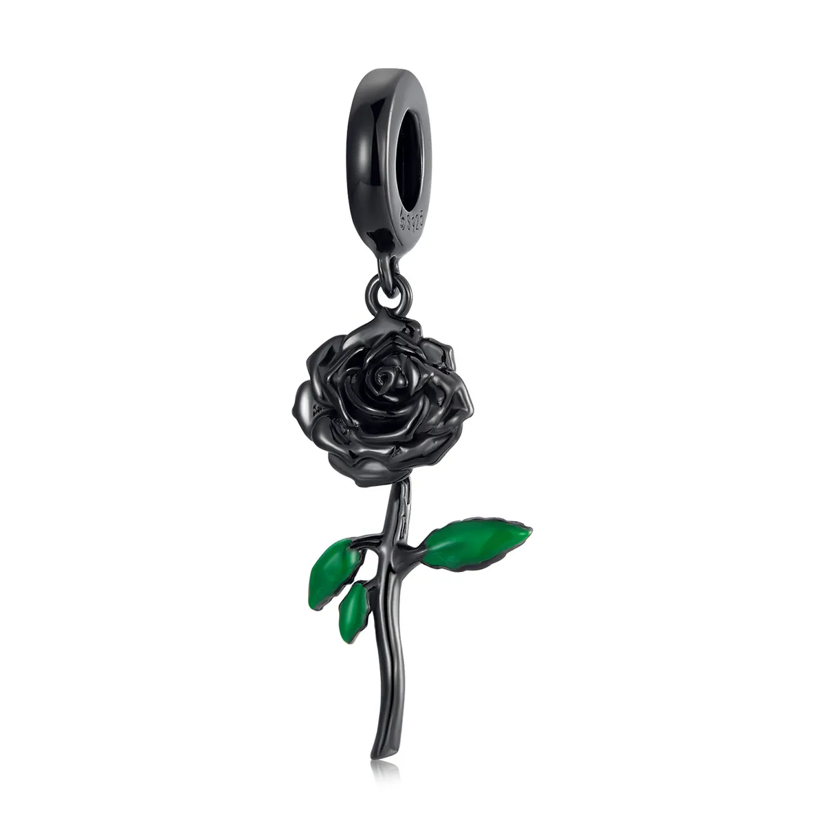 pandora style black rose pendel bsc584