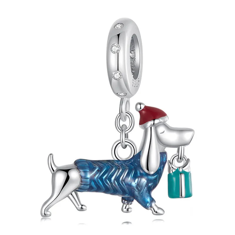 PANDORA Style Christmas Dachshund anheng - BSC1069