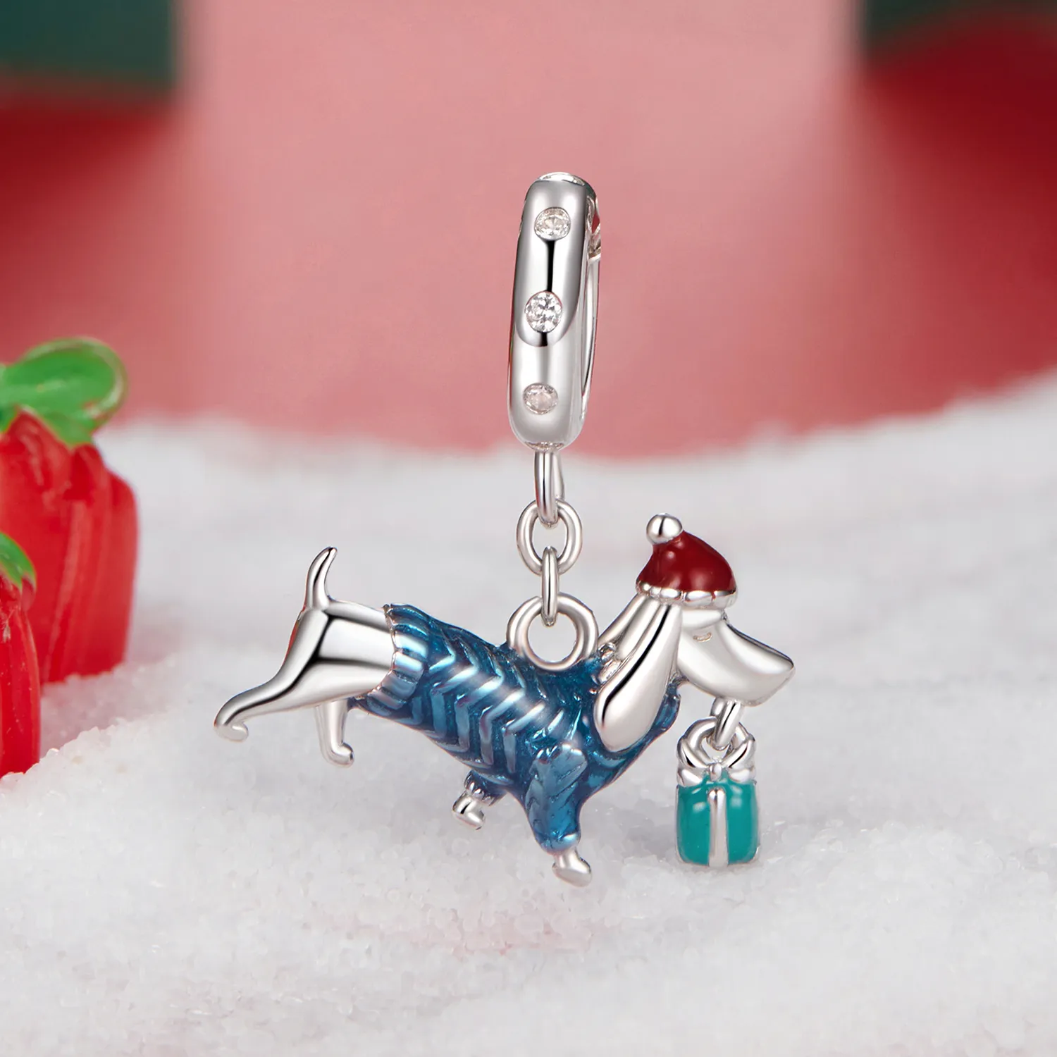 PANDORA Style Christmas Dachshund anheng - BSC1069