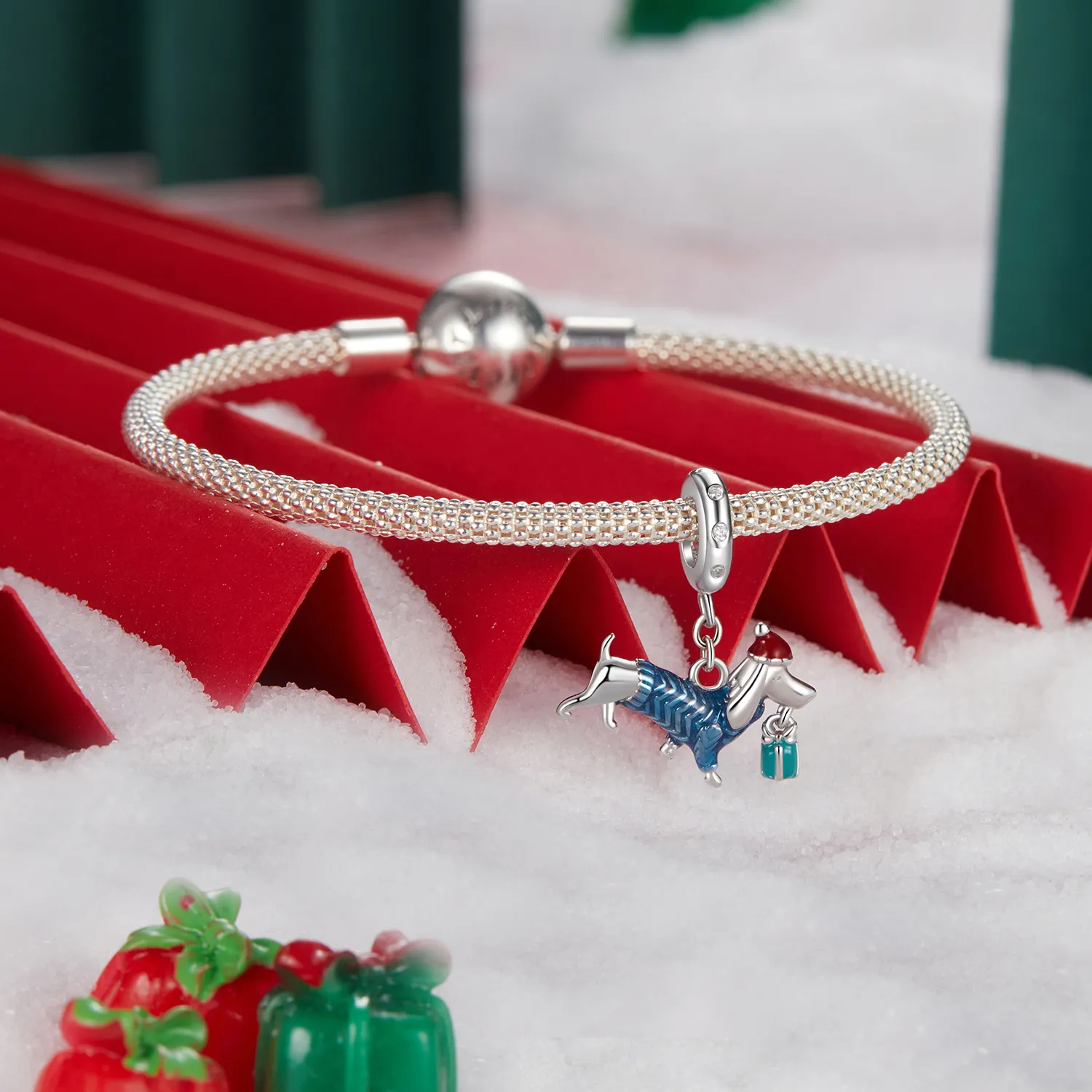 PANDORA Style Christmas Dachshund anheng - BSC1069