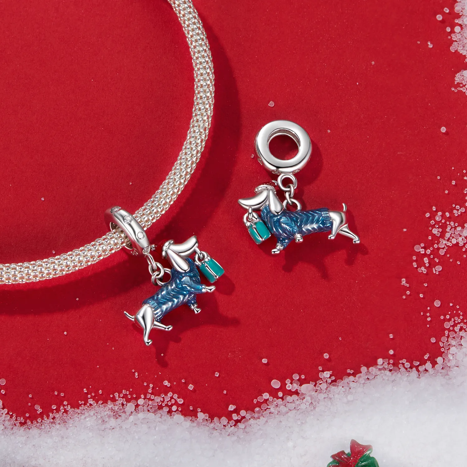 PANDORA Style Christmas Dachshund anheng - BSC1069