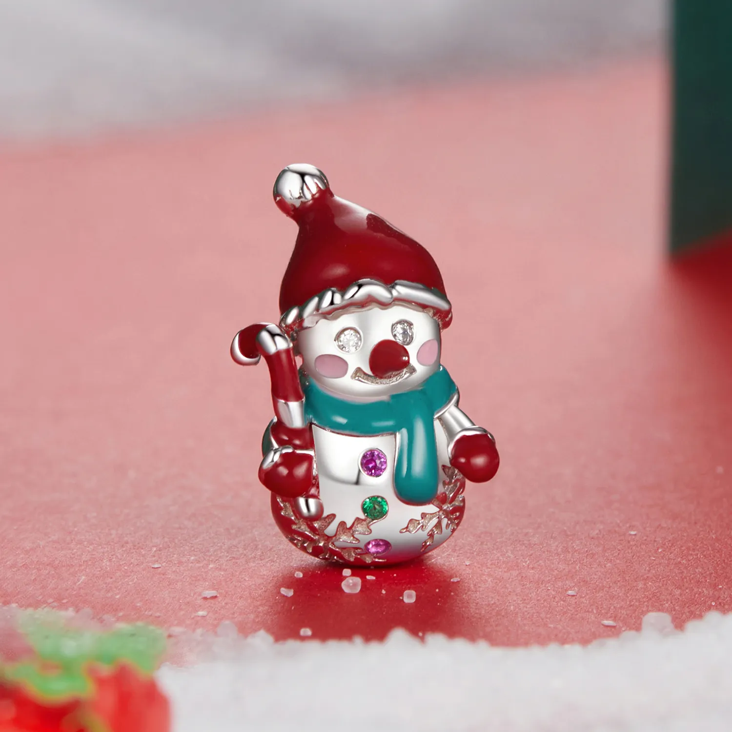 PANDORA Style Christmas Snowman Perler - BSC1070