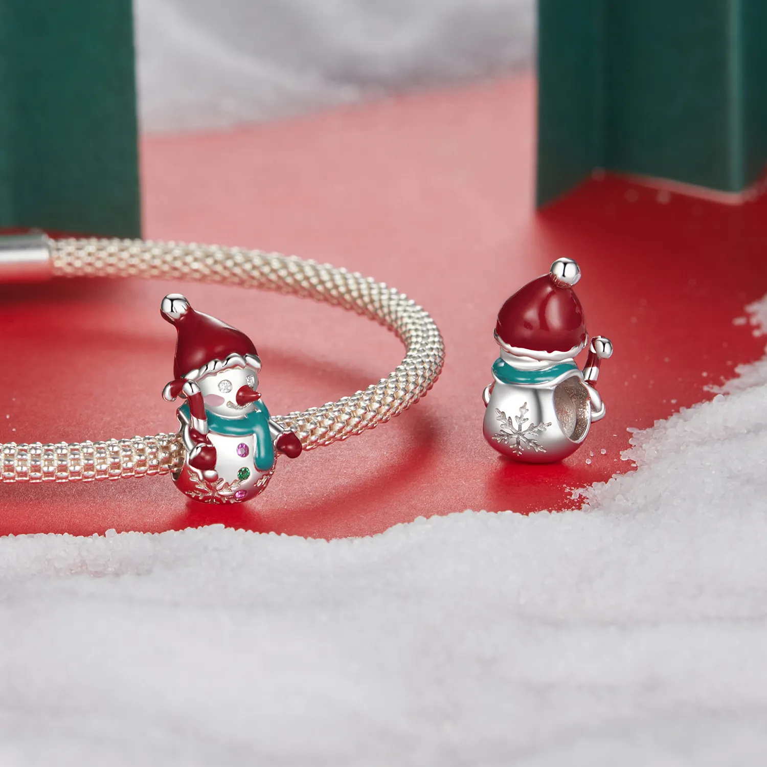 PANDORA Style Christmas Snowman Perler - BSC1070