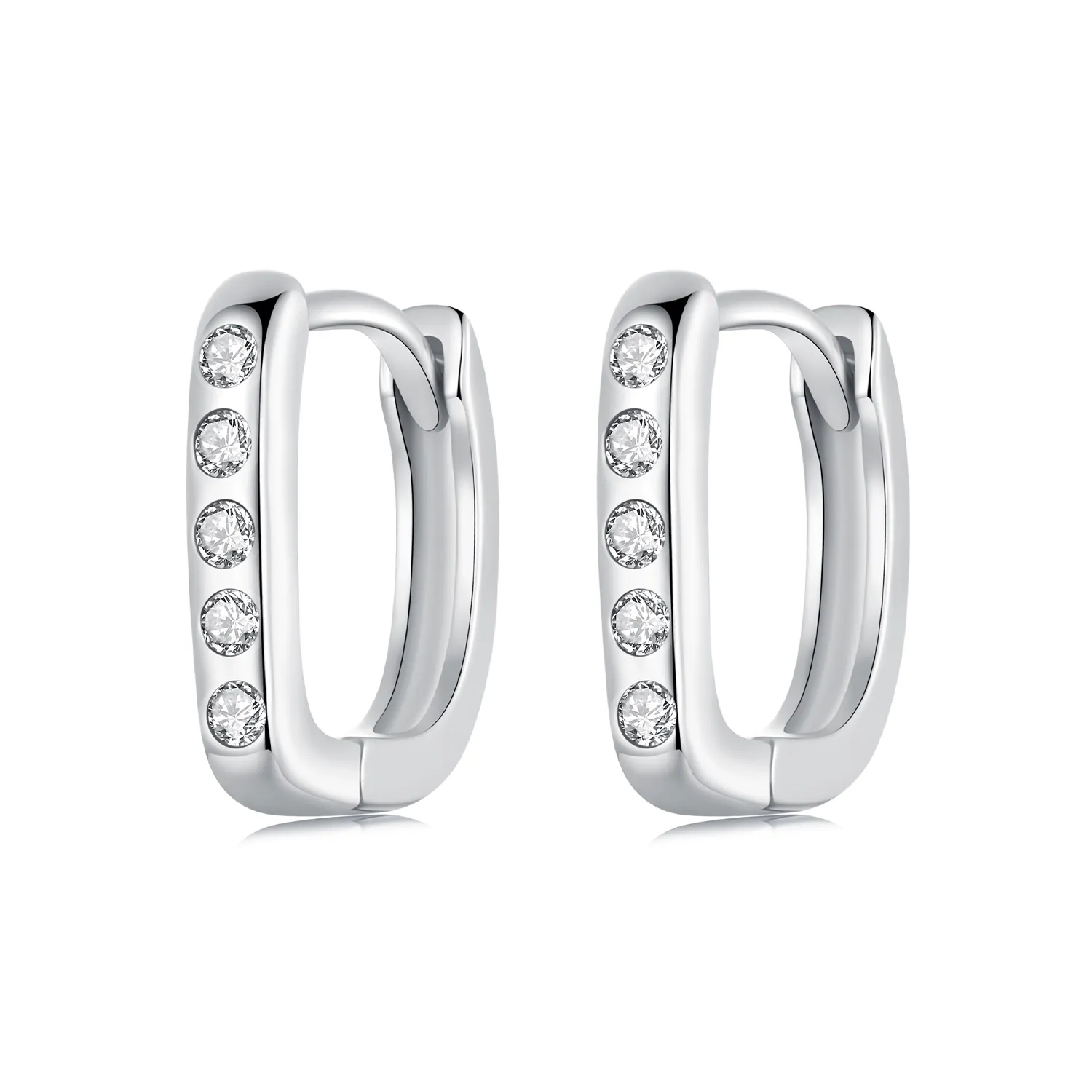 PANDORA Style Simple D-shaped earrings - BSE1084-WH