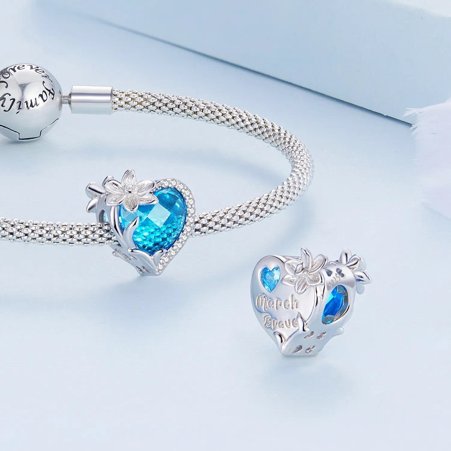 PANDORA Style March birthstone hjerte sjarm - BSC660-3