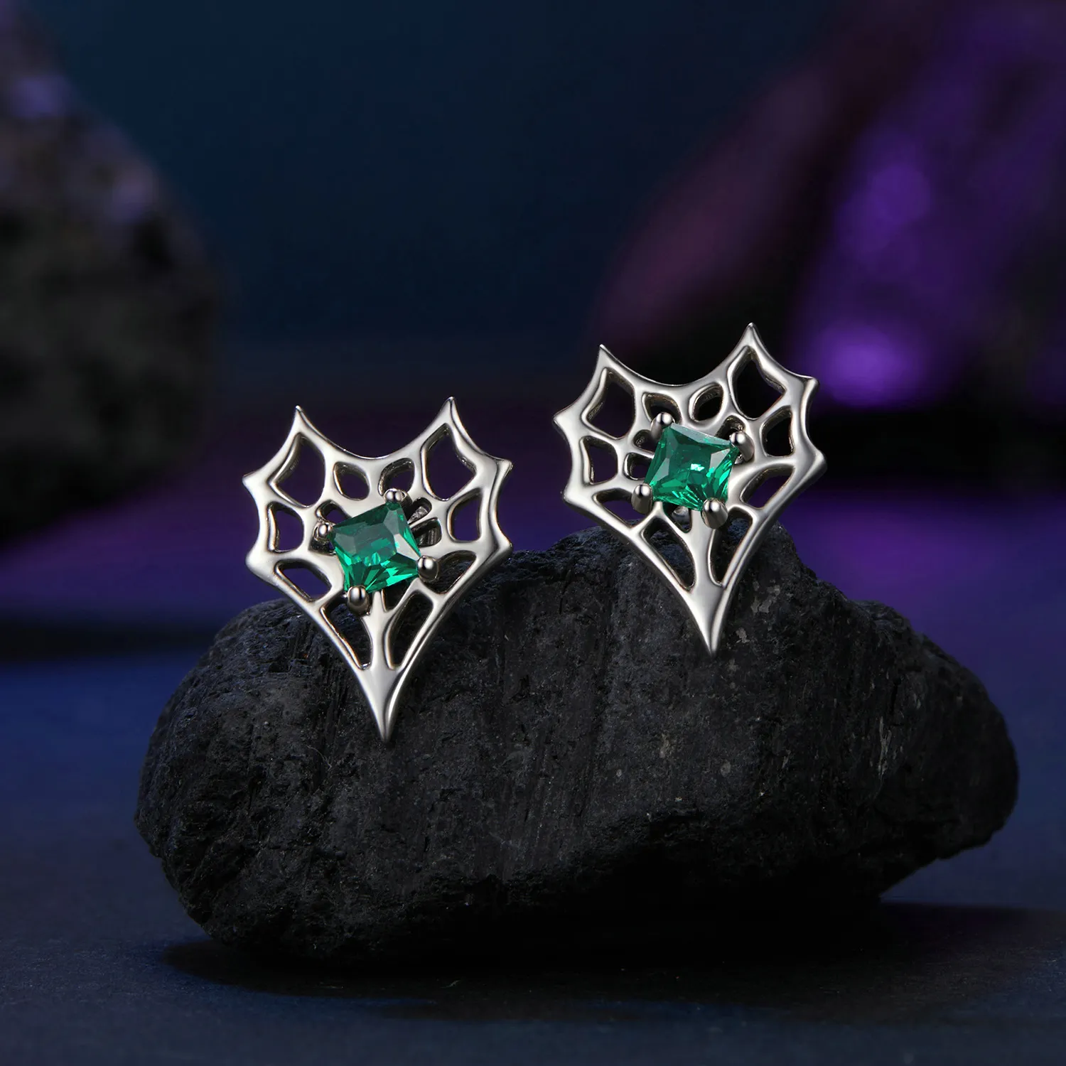 PANDORA Style Heart-Shaped Spider Web Earrings - SCE1797