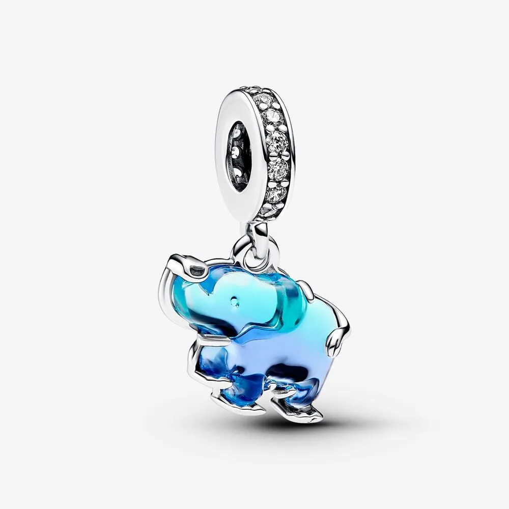 pandora blå muranoglass elefant hengende charm 793339c01