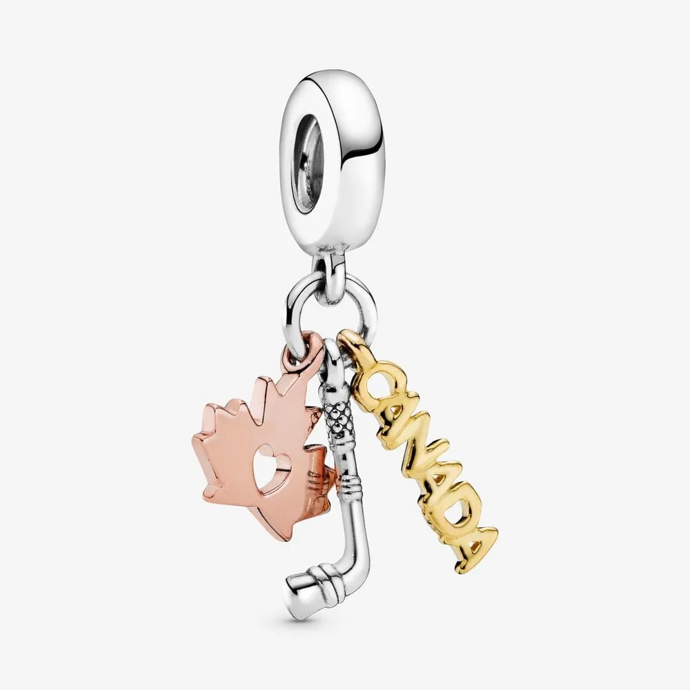 Pandora Canada, Maple Leaf & Hockey Stick Dingle Charm - 798996C00