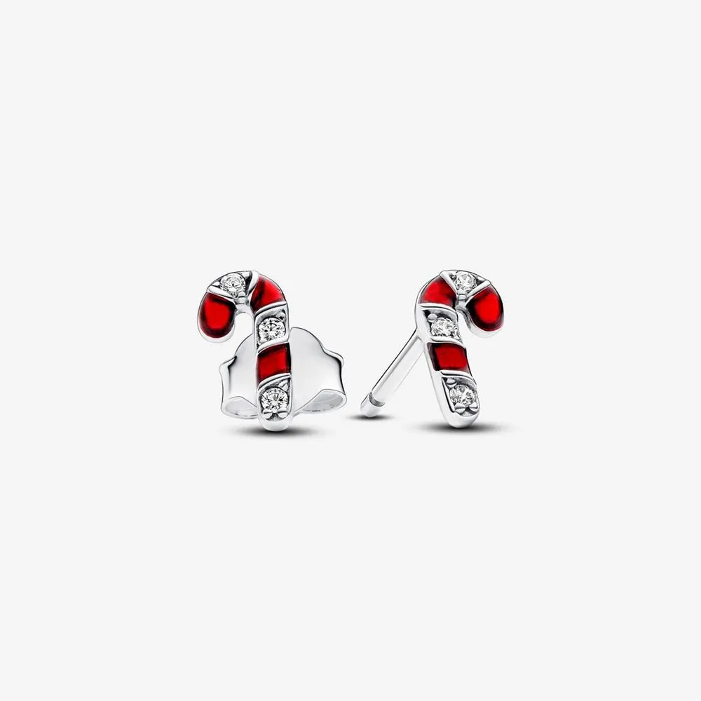 Pandora Sparkling Red Candy Cane Stud Earrings - 292996C01