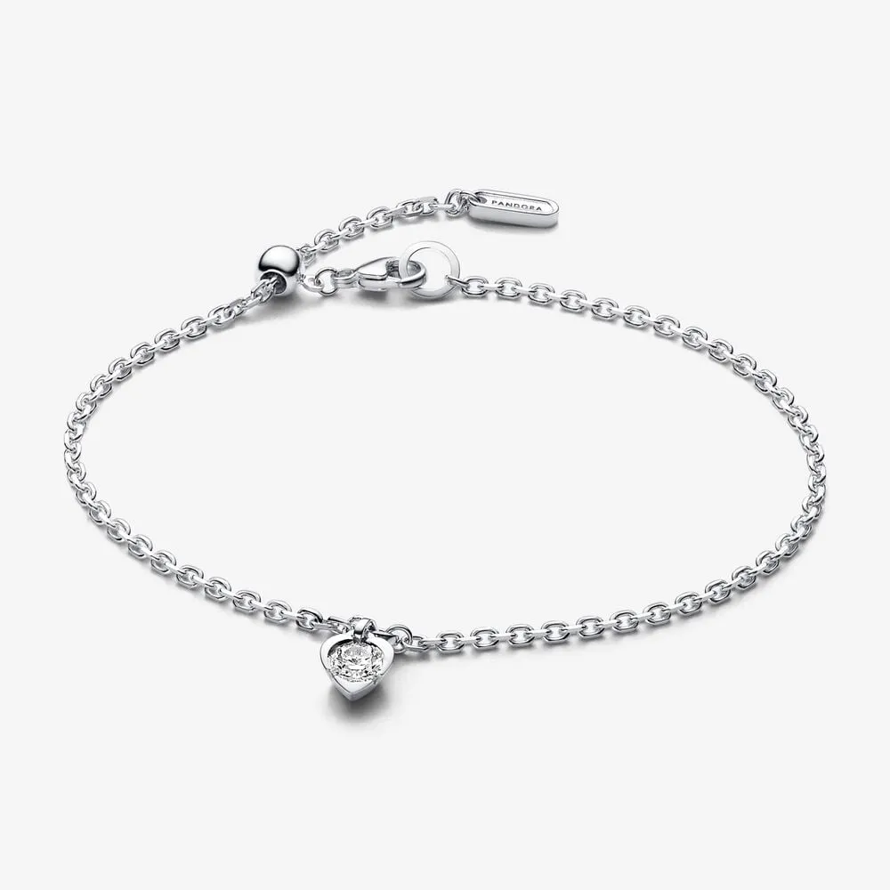 Pandora Heart sterling silver bracelet with 0.25 ct TW G-J VS+ round brilliant excellent cut lab-grown diamond - 593094C01