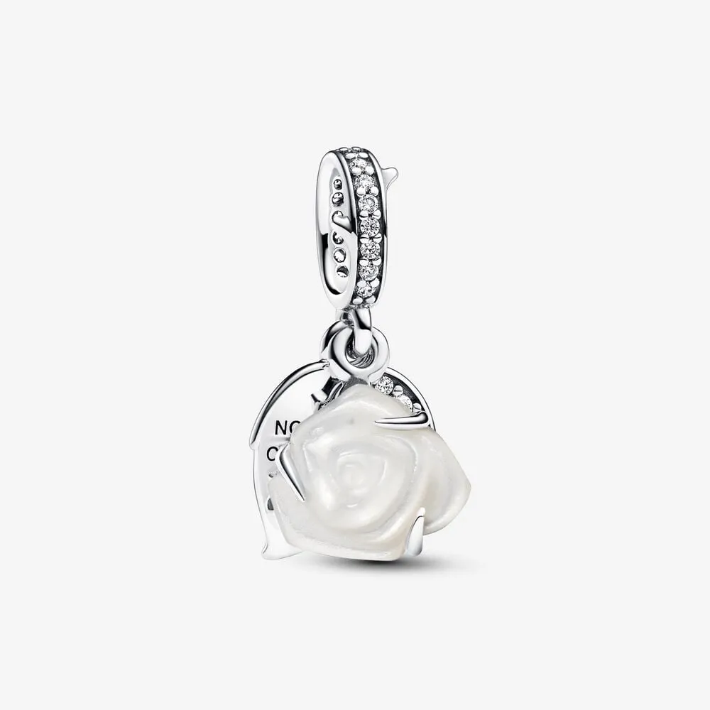 Pandora White Rose in Bloom Double Dangle Charm - 793200C01