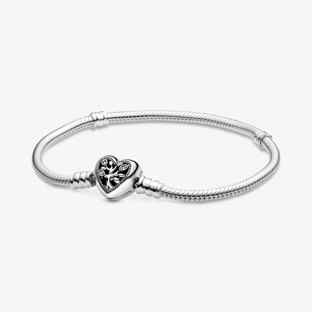 Pandora Moments Family Tree Heart Clasp Snake Chain Bracelet - 598827C01